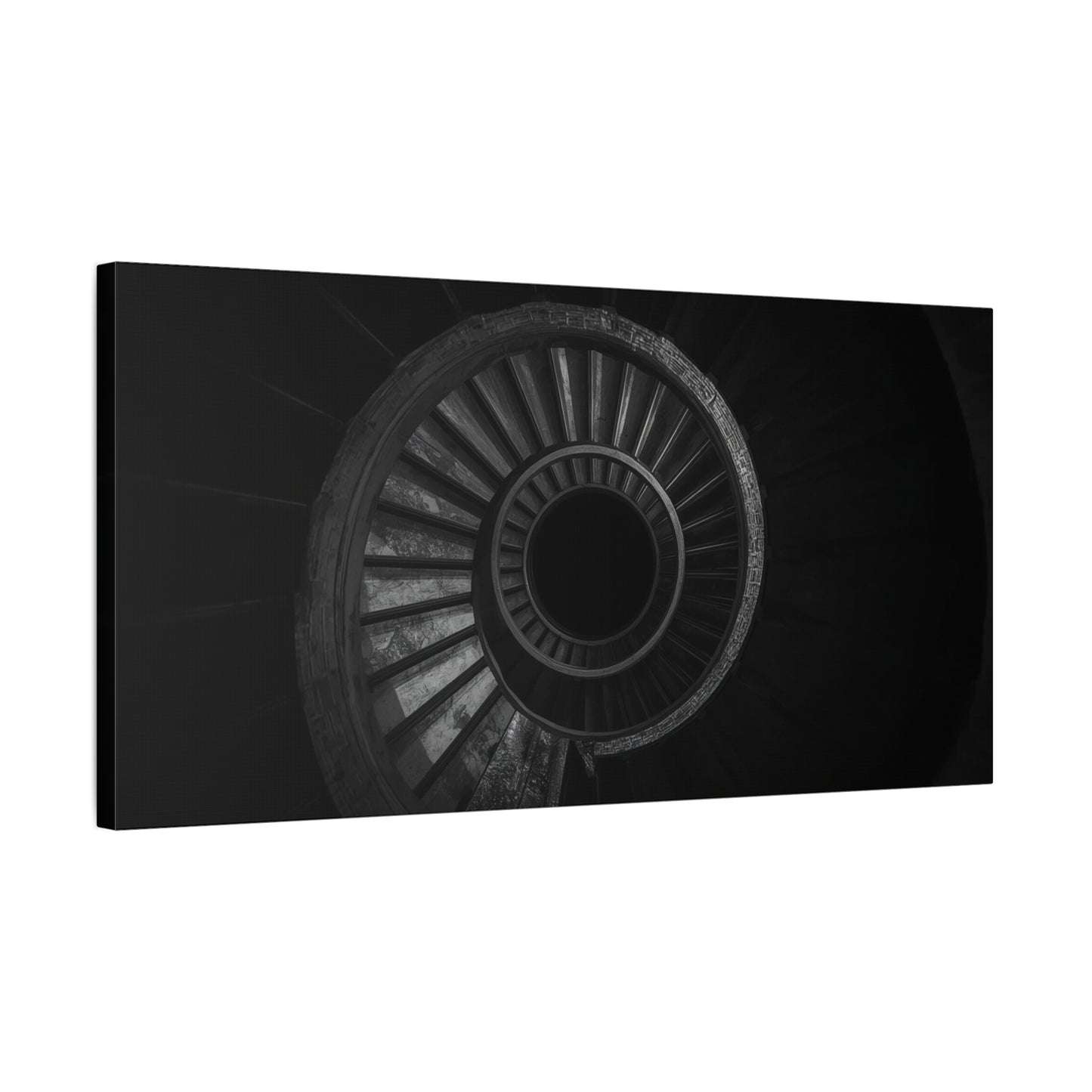 Spiral Staircase Canvas Wall Art - Black And White Architectural Art Print, Modern Minimalist Matte Canvas, Living Room Wall Decor, Office Art, Contemporary Interior Design - Ready to Hang