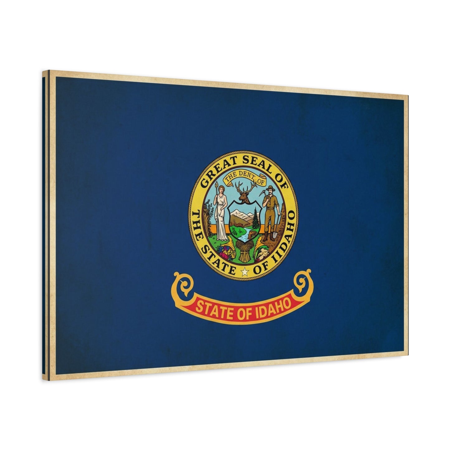 "Great Seal Of The State Of Idaho" Idaho Flag Canvas Wall Art - Blue State Pride Decor, Vintage Government Emblem Print - Traditional Patriotic Style - Living Room Office Wall Decor - Ready to Hang