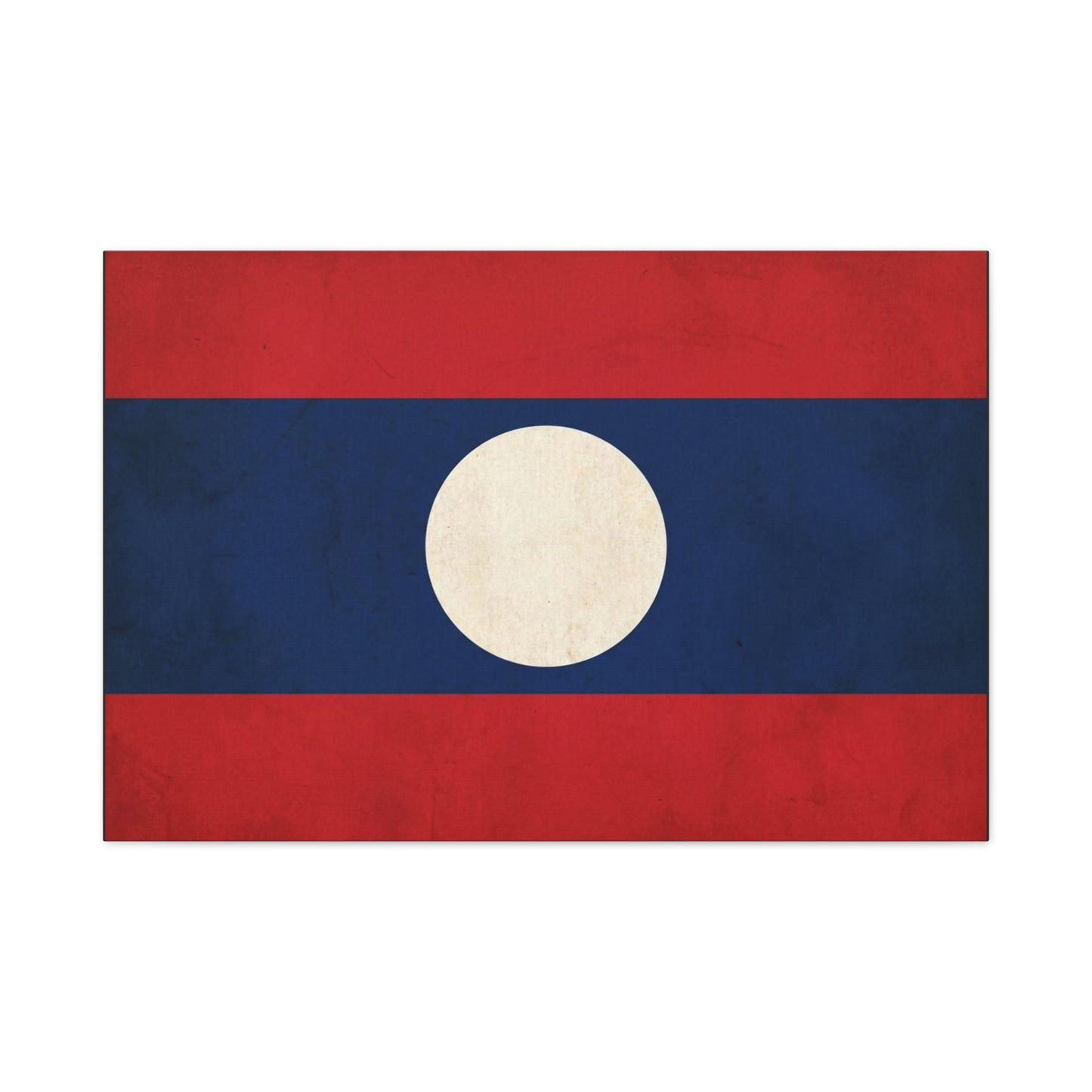 Laos Flag Canvas Wall Art - Vintage Lao National Flag Print, Red Blue White Circle - Minimalist Patriotic Decor - Living Room Home Decoration - Bedroom Home Decoration - Living Room Wall Decor