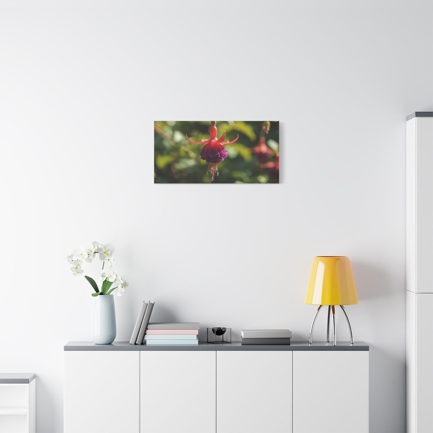 Fuchsia Flower Canvas Wall Art - Botanical Macro Art Print, Red Purple Bloom - Matte Cotton Art Print - Contemporary Nature Style - Bedroom Wall Decor, Spa Room Accent - Bedroom Home Decoration