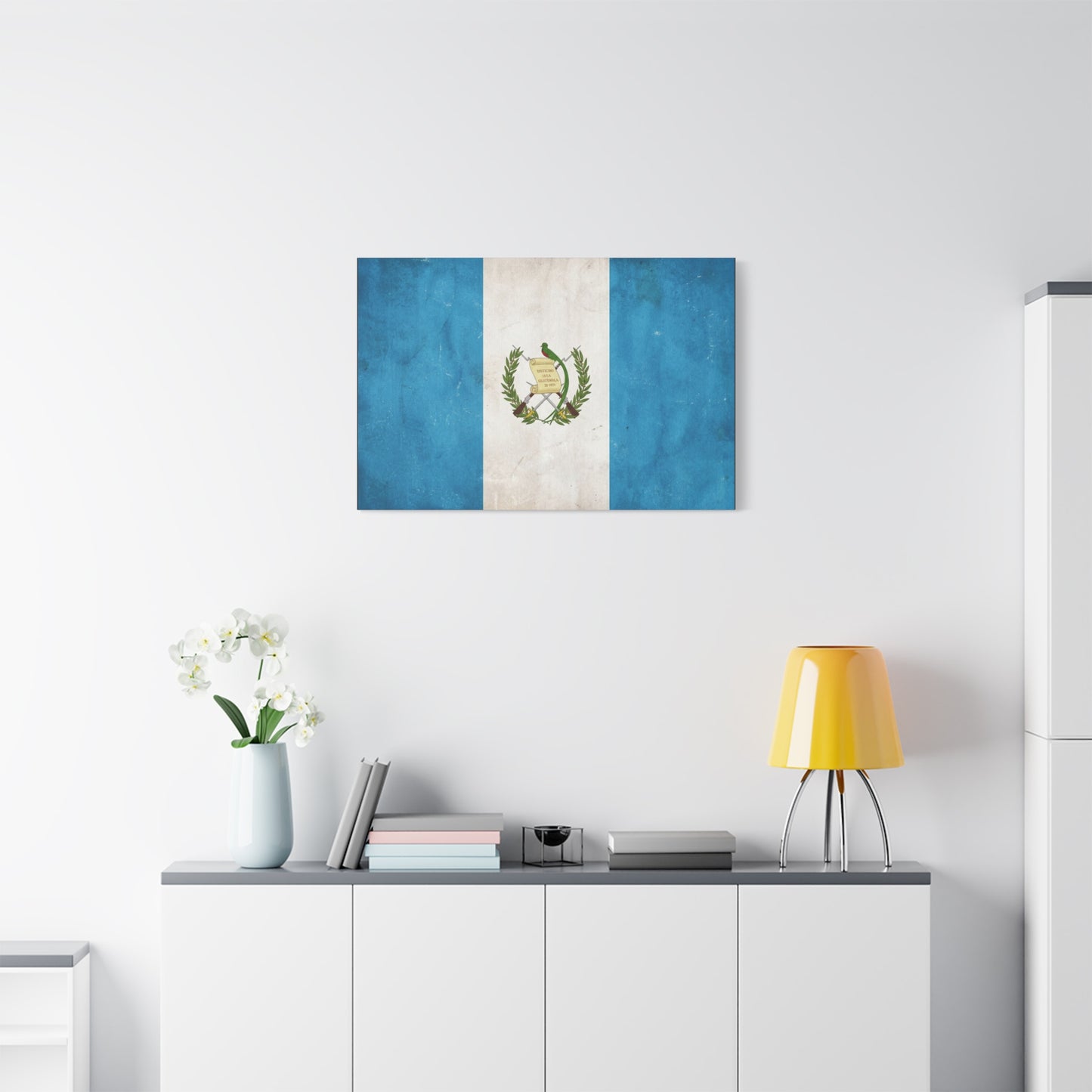 Guatemala Flag Canvas Wall Art - Distintivo De La Guatemala 15 1823 Vintage Blue White Banner Print - Patriotic Decor, Living Room Wall Decor, Office Accent - Bedroom Home Decoration - Ready to Hang