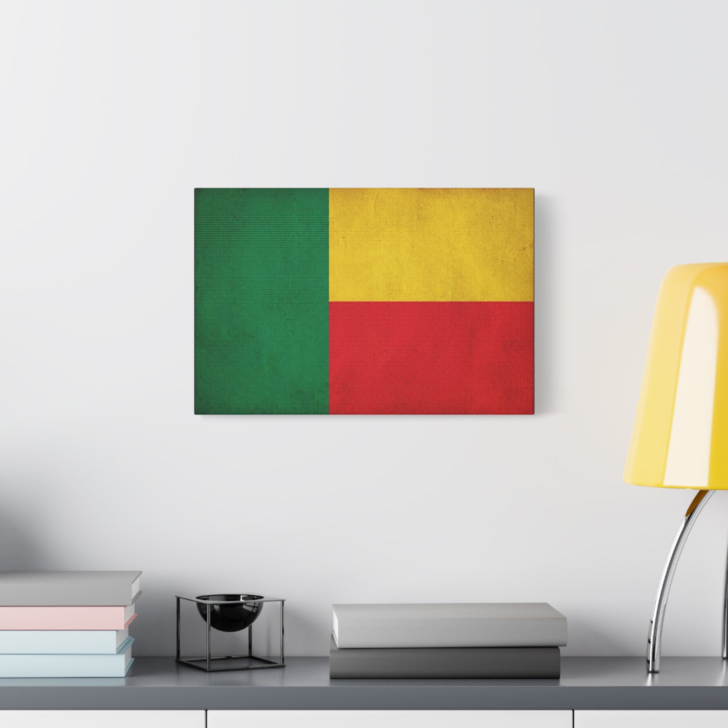 Benin Flag Canvas Wall Art - Vintage National Flag Print, Color Block Design - Matte Cotton Artwork - Cultural Pride Decor, Living Room Wall Decor, Office Art - Bedroom Home Decoration - Ready to Hang