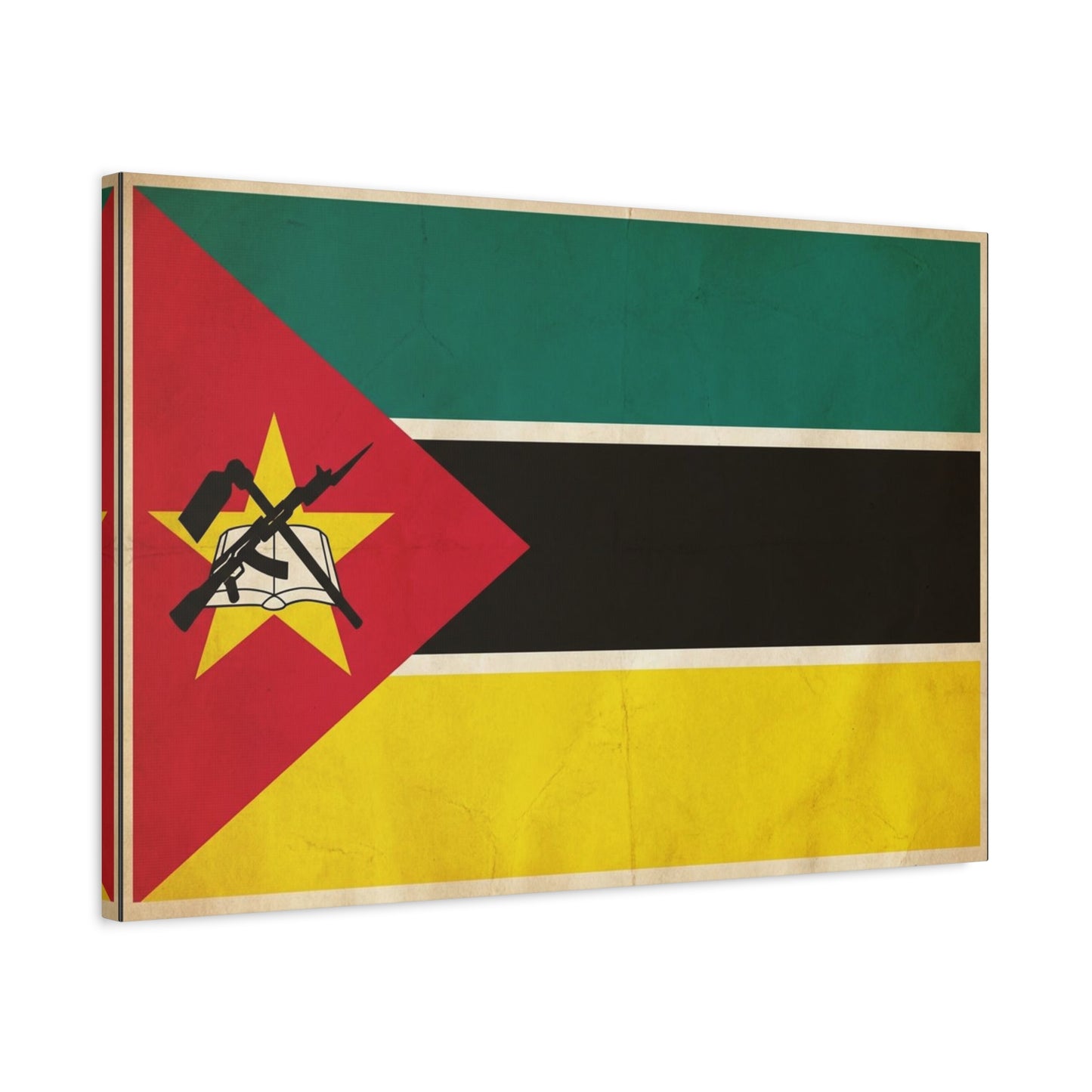 Mozambique Flag Canvas Wall Art - Vintage National Banner Print, Patriotic Home Decor, Cultural Wall Hanging, Living Room Decoration, Office Accent - Bedroom Home Decoration - Modern Farmhouse Style