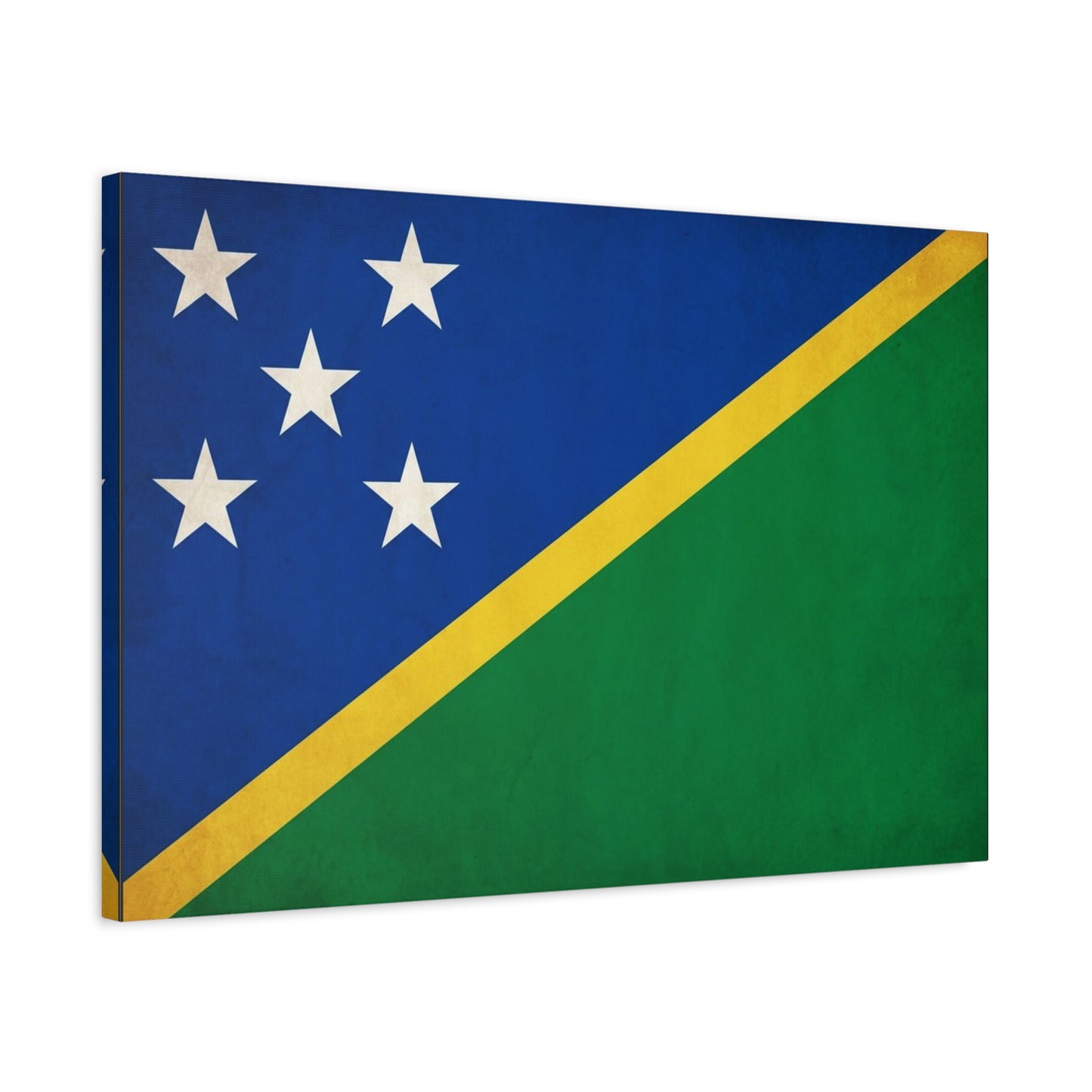 Solomon Islands Flag Canvas Wall Art - Blue Green Yellow National Banner Print - Tropical Island Pride Decor, Cultural Heritage Artwork, Living Room Wall Decor - Ready to Hang - Modern Farmhouse Style