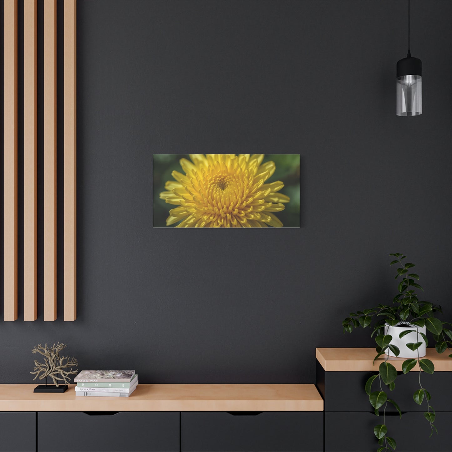 Yellow Chrysanthemum Canvas Wall Art - Floral Macro Art Print, Botanical Canvas Print - Modern Matte Decor, Bedroom Wall Accent, Living Room Home Decoration Office Art - Bedroom Home Decoration