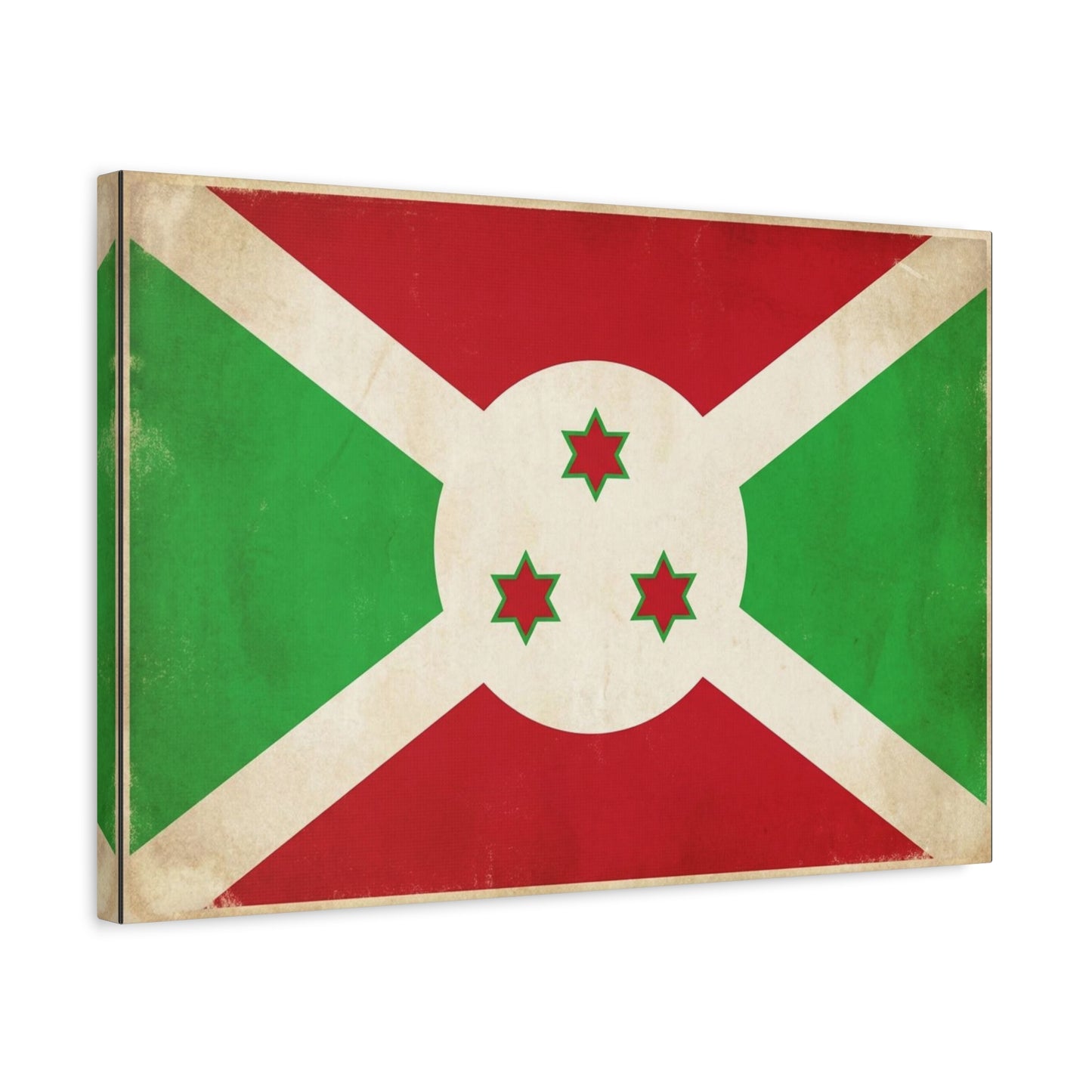Burundi Flag Canvas Wall Art - Vintage National Banner Print, Patriotic Heritage Decor - Distressed Cotton Look, Traditional Style - Living Room Wall Decor - Modern Farmhouse Style - Ready to Hang