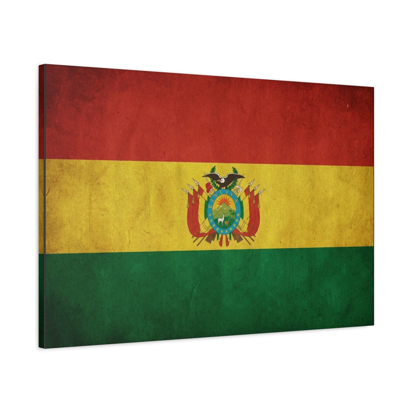 Bolivia Flag Canvas Wall Art - Vintage Bolivian Tricolor With Coat Of Arms - Distressed Patriotic Print, Cultural Decor, Living Room Wall Decor - Bedroom Home Decoration - Bedroom Home Decoration