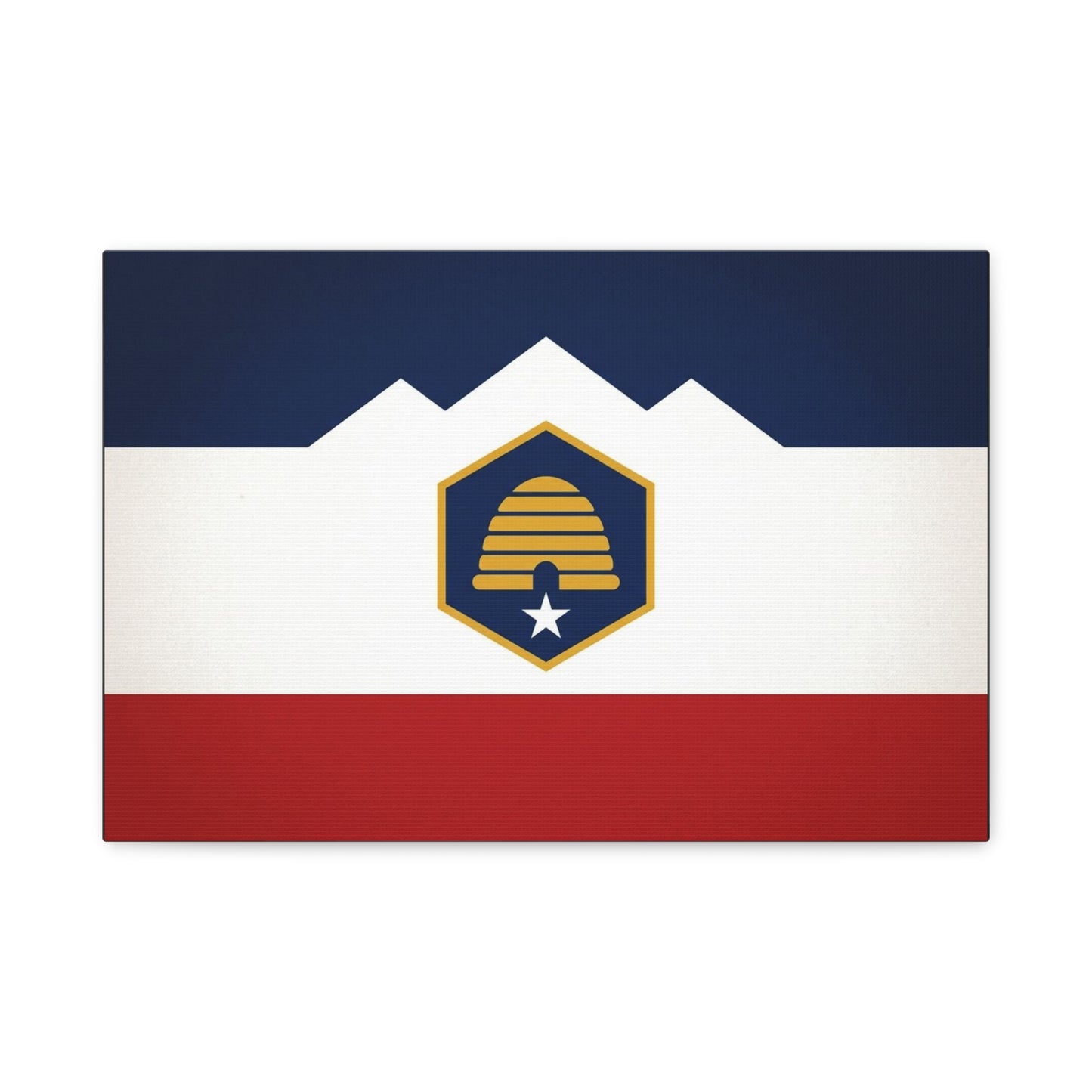 Acadia Flag Canvas Wall Art - Maine State Pride Print, Blue White Red Emblem Design - Minimalist Geometric Style - Living Room Decor, Office Wall Hanging - Bedroom Home Decoration - Ready to Hang