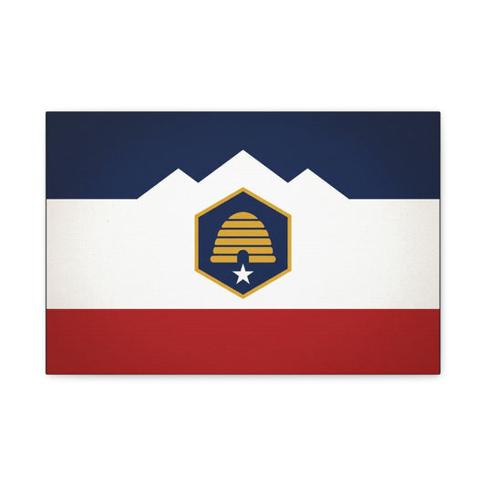 Acadia Flag Canvas Wall Art - Maine State Pride Print, Blue White Red Emblem Design - Minimalist Geometric Style - Living Room Decor, Office Wall Hanging - Bedroom Home Decoration - Ready to Hang