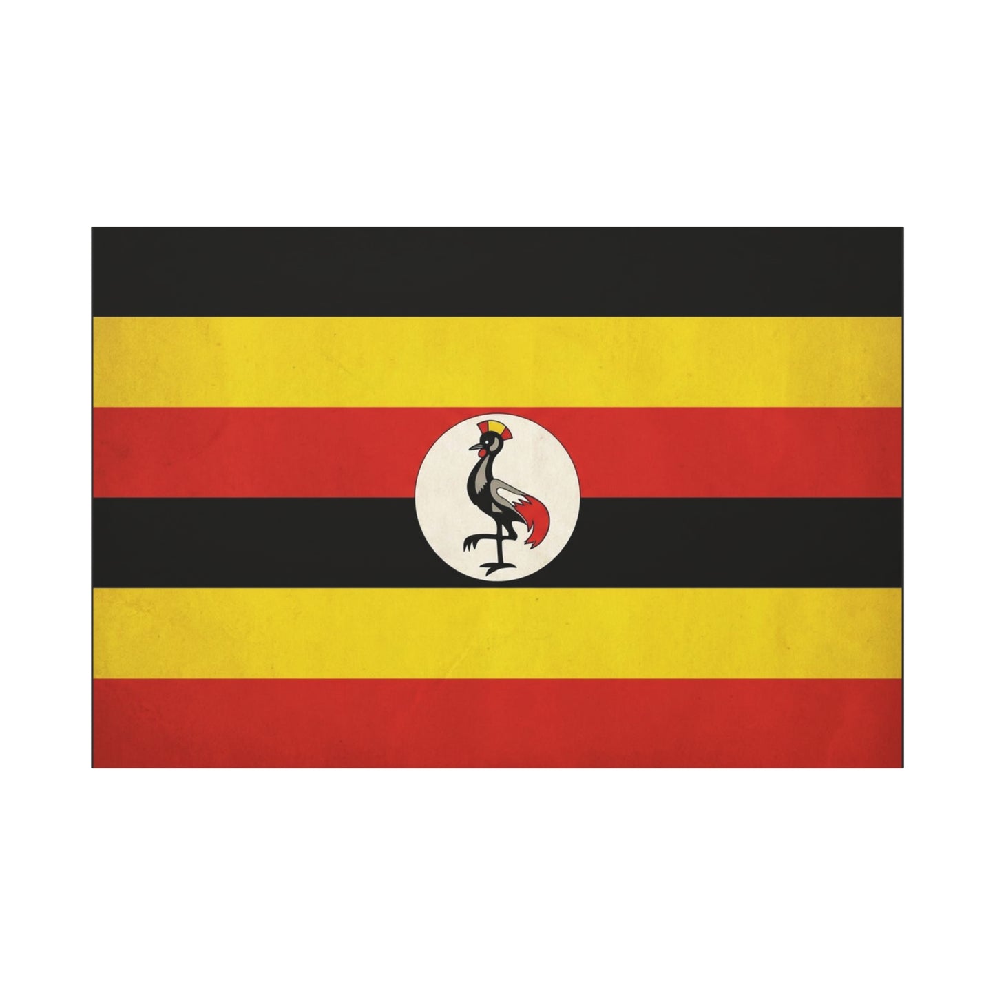 Uganda Flag Canvas Wall Art - Crested Crane National Flag Print, Patriotic Heritage Decor - Bold Tricolor Cotton Canvas - Modern Living Room Decoration - Living Room Wall Decor - Cozy Reading Nook Art