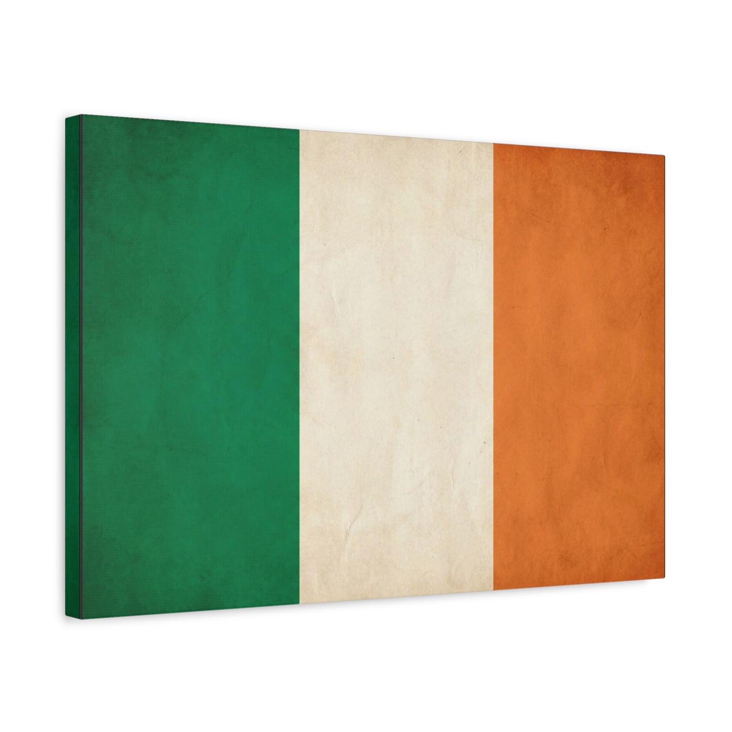 Irish Flag Canvas Wall Art - Vintage Tricolor Ireland Print, Green White Orange Rustic Texture - Minimalist Traditional Style - Living Room Wall Decor, Office Art Accent - Bedroom Home Decoration