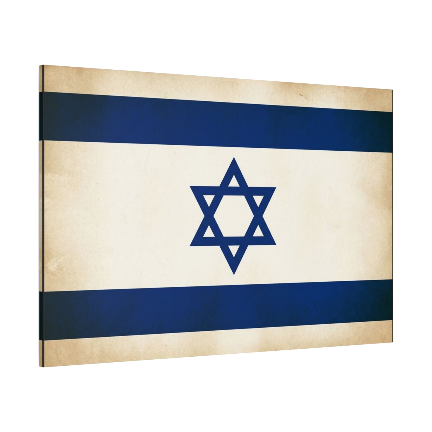 Israel Flag Canvas Wall Art - Vintage Blue And White Star Of David Decor - Matte Minimalist Jewish Home Decoration - Living Room Wall Decor, Bedroom Accent - Bedroom Home Decoration - Ready to Hang