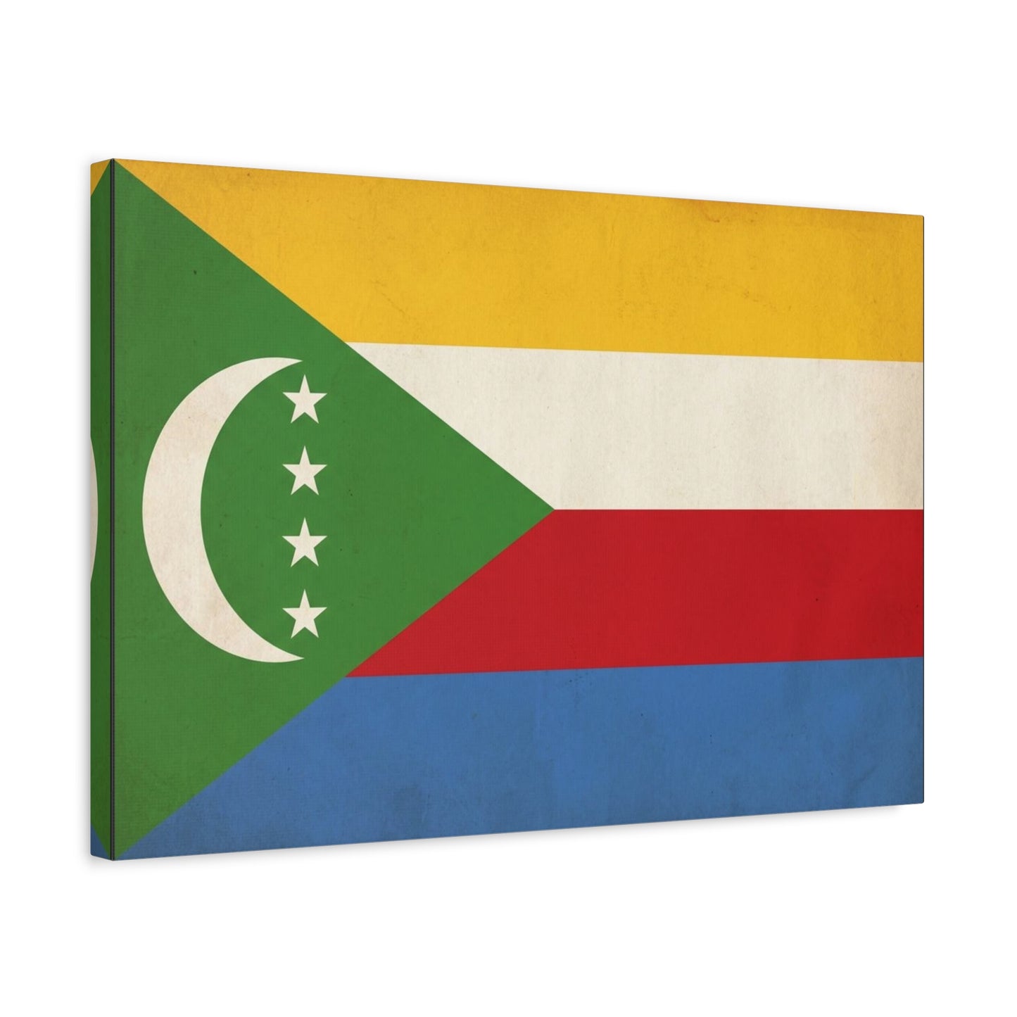 Comoros Flag Canvas Wall Art - Crescent And Four Stars National Print - Vintage Patriotic Decor, Cotton Canvas Wall Hanging - Living Room Home Decoration - Bedroom Home Decoration - Ready to Hang