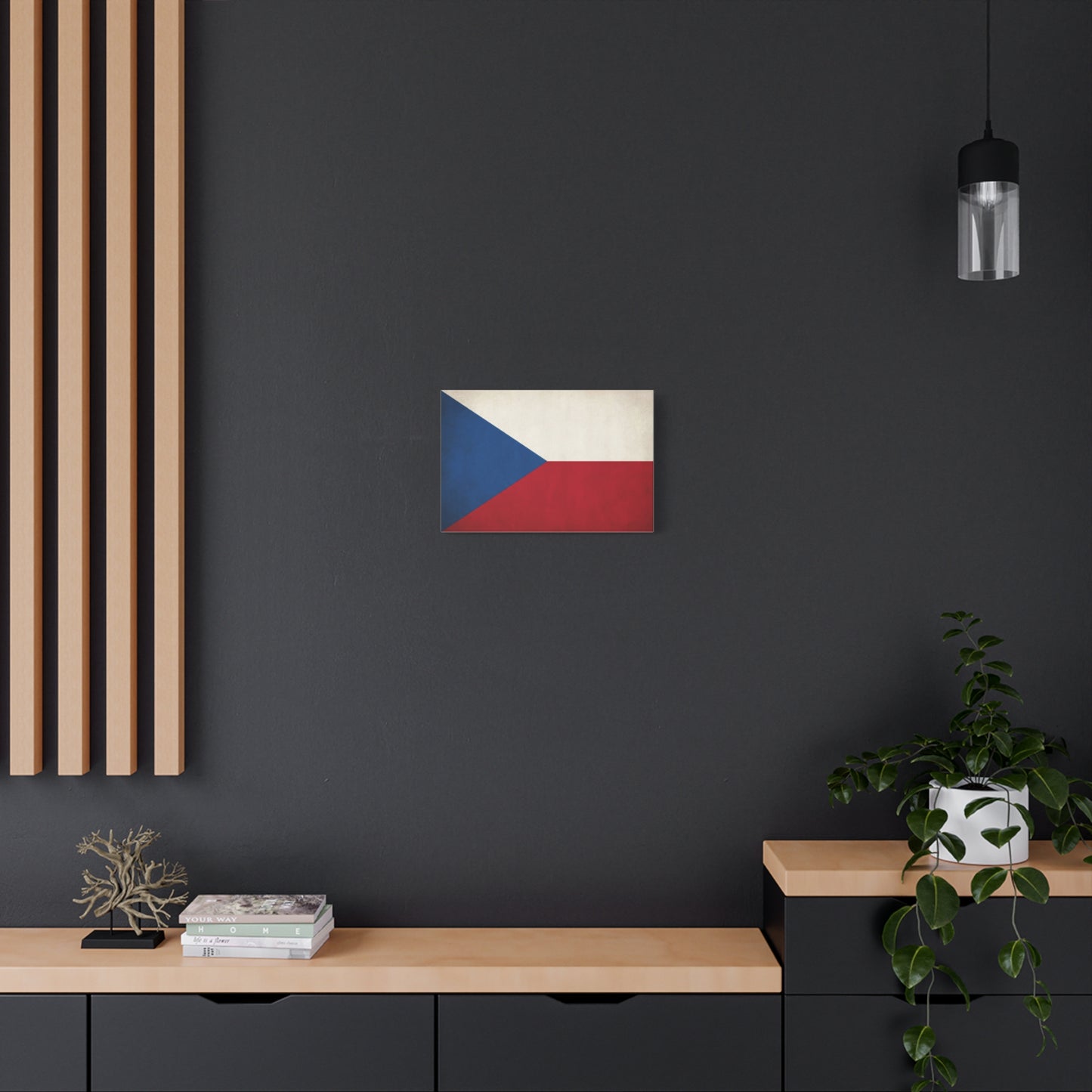 Czech Republic Flag Canvas Wall Art - Czech Flag Print, Vintage Patriotic Decor - Minimalist Tricolor Design - Living Room Home Decoration, Office Wall Accent - Bedroom Home Decoration - Ready to Hang