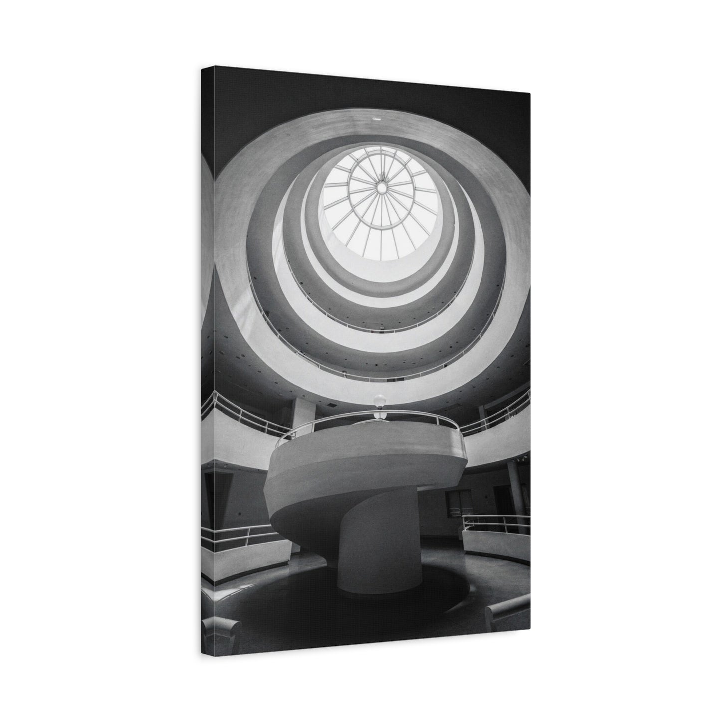 Black And White Spiral Rotunda Canvas Wall Art - Architectural Art Print, Modern Minimalist Interior Decor - Matte Cotton Artwork - Living Room Office Wall Decor - Bedroom Home Decoration