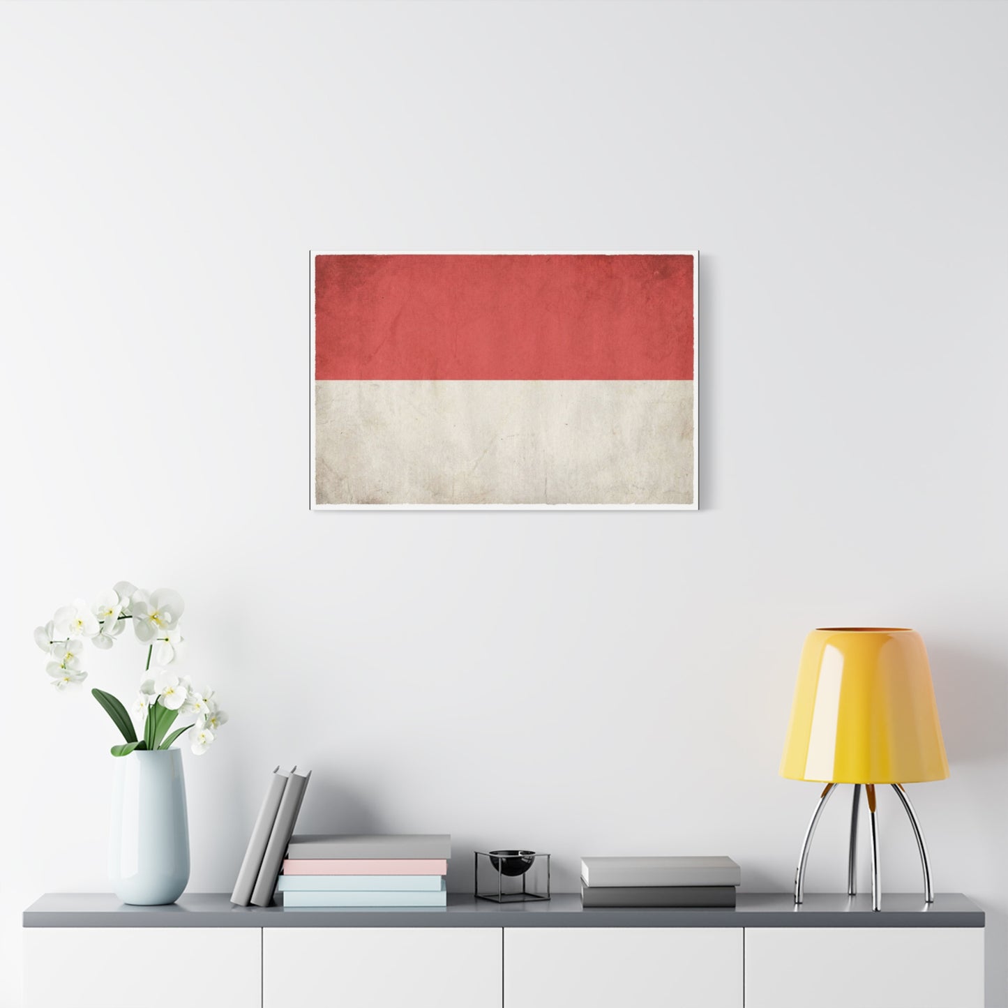 Indonesia Flag Canvas Wall Art - Vintage Red And White Banner Print, Minimalist Patriotic Decor - Matte Cotton Artwork - Living Room Wall Decor, Office Art, Dorm Accent - Bedroom Home Decoration