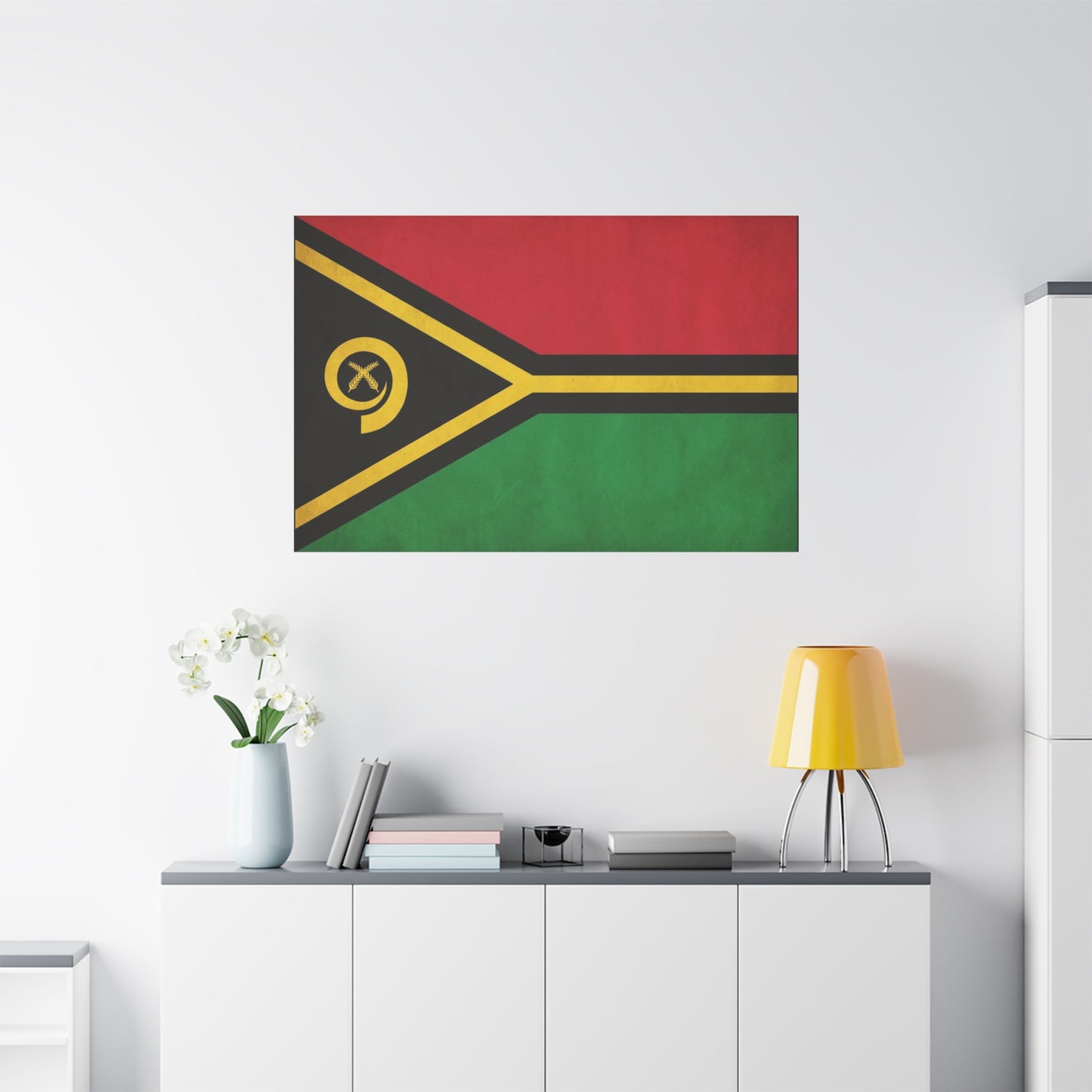 Vanuatu Flag Canvas Wall Art - Red Black Green Yellow National Pride Print - Vintage Country Decor, Heritage Artwork, Living Room Wall Decor, Office Accent - Bedroom Home Decoration - Ready to Hang