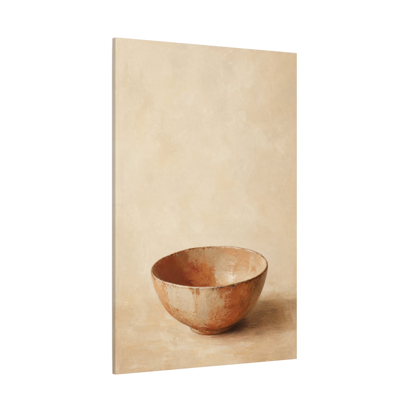 Rustic Ceramic Bowl Canvas Wall Art - Minimalist Still Life Neutral Beige Cotton Print - Contemporary Kitchen Wall Decor, Dining Room Accent, Modern Farmhouse Home Decoration - Bedroom Home Decoration