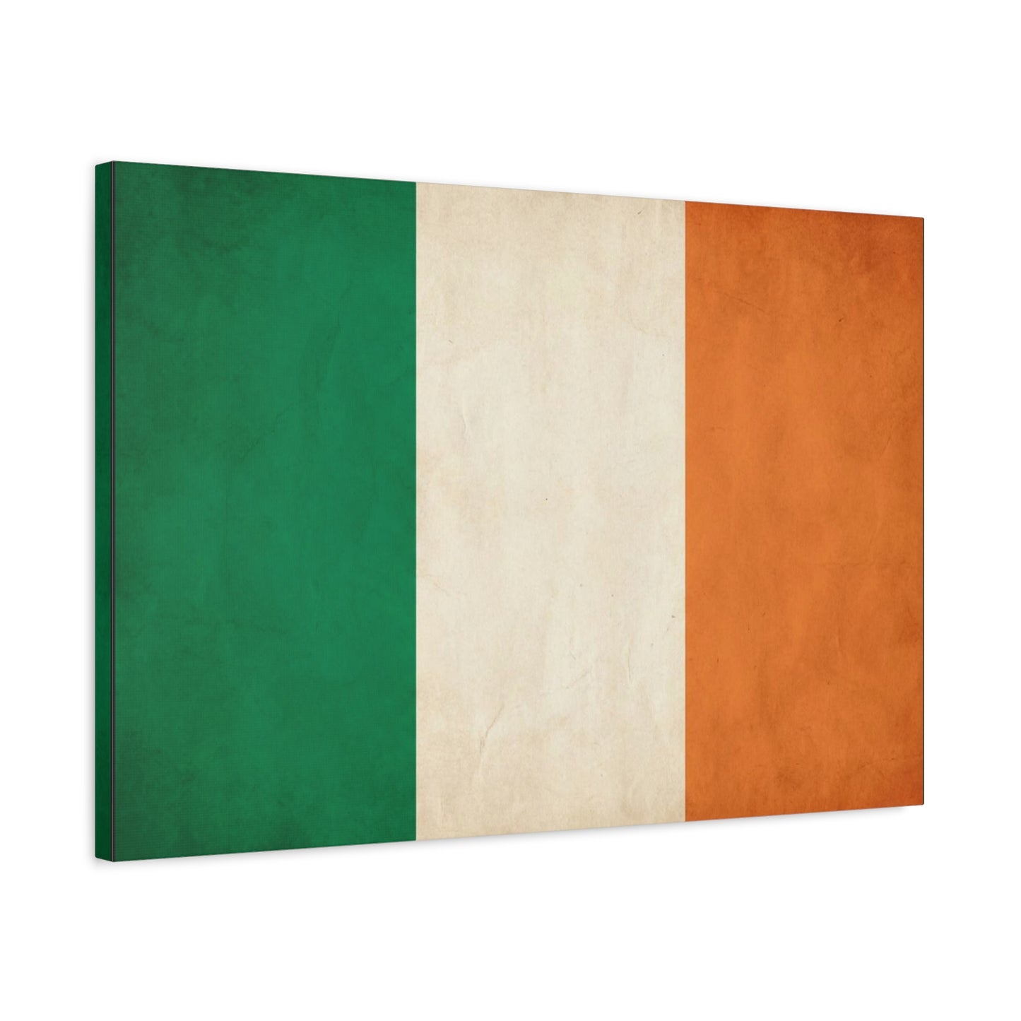 Irish Flag Canvas Wall Art - Vintage Tricolor Ireland Print, Green White Orange Rustic Texture - Minimalist Traditional Style - Living Room Wall Decor, Office Art Accent - Bedroom Home Decoration