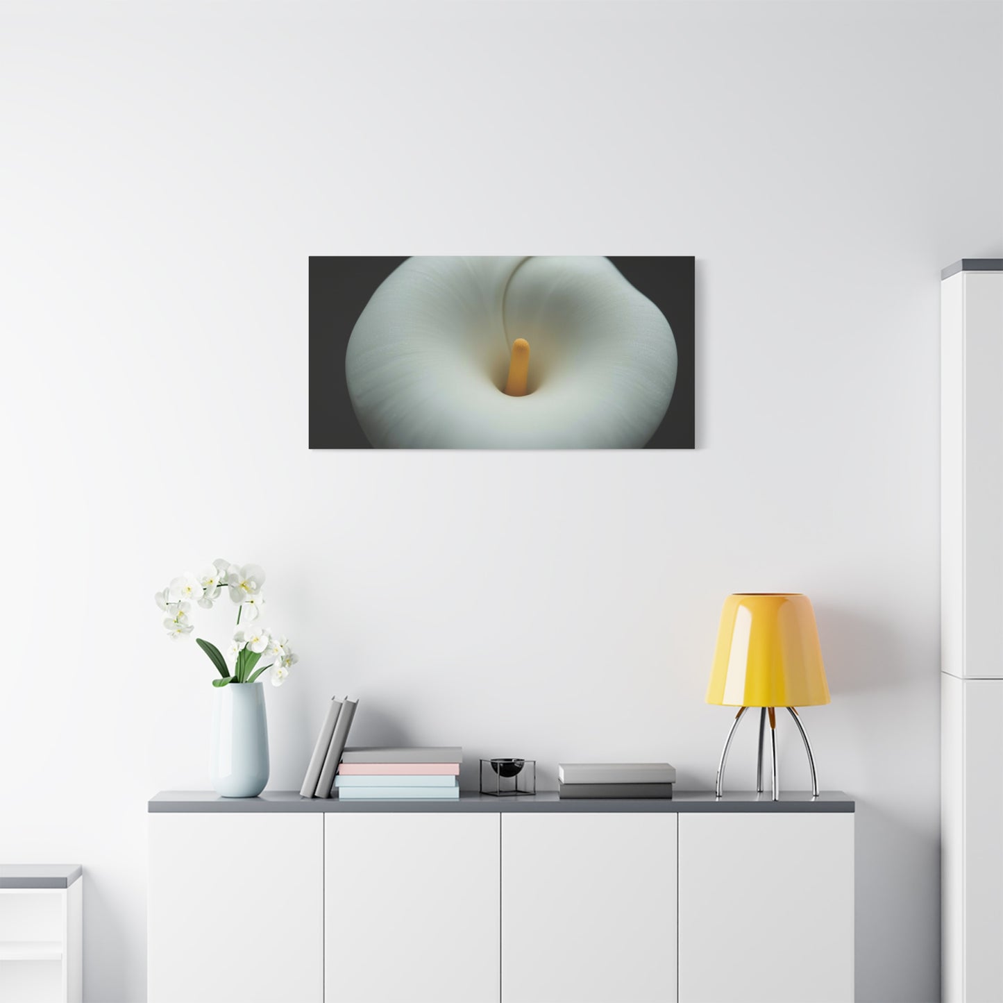 White Calla Lily Canvas Wall Art - Floral Macro Bloom, Minimalist Botanical Canvas Print - Soft Matte Cotton Decor, Contemporary Style - Bedroom Wall Decor, Spa Accent - Bedroom Home Decoration