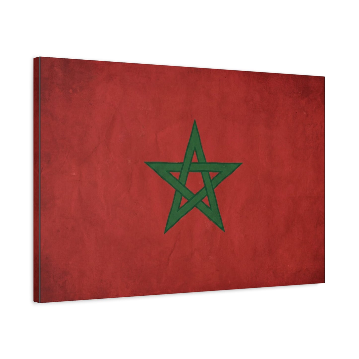Morocco Flag Canvas Wall Art - Moroccan Red Green Pentagram Print, Vintage Textured National Decor - Modern Cultural Style - Living Room Wall Decor, Bedroom Home Decoration - Bedroom Home Decoration