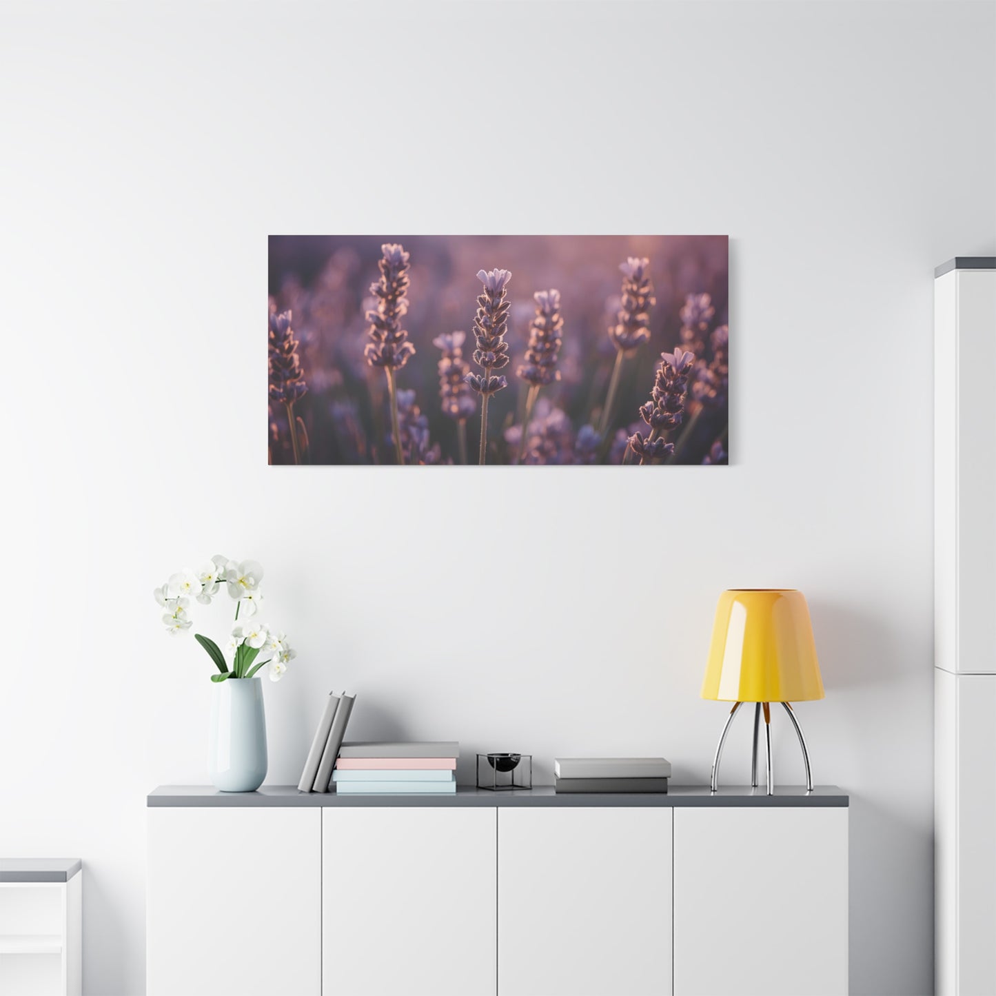 Lavender Field Canvas Art Print - Soft Purple Botanical Art Print, Cotton Matte Decor - Serene Bedroom Accent, Living Room Decoration, Spa Style Interior, Office Display - Living Room Wall Decor