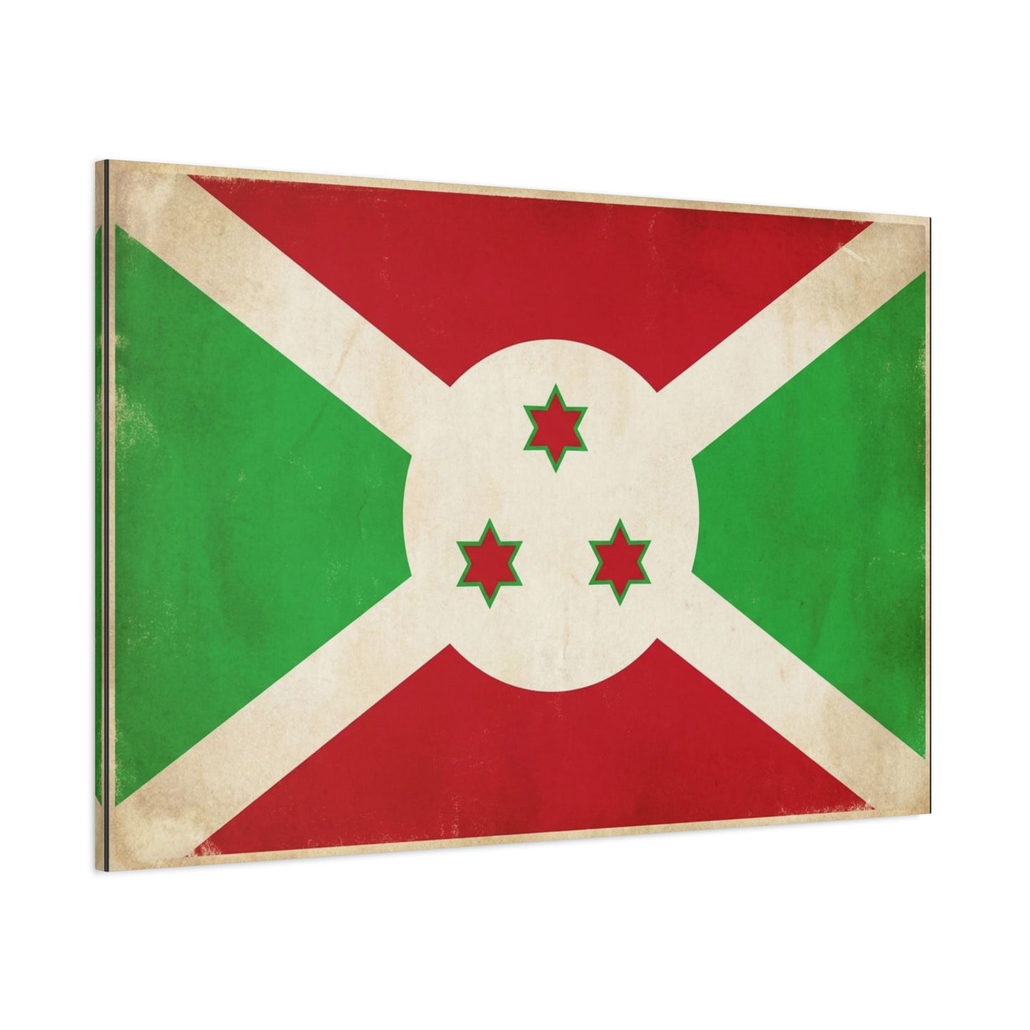 Burundi Flag Canvas Wall Art - Vintage National Banner Print, Patriotic Heritage Decor - Distressed Cotton Look, Traditional Style - Living Room Wall Decor - Modern Farmhouse Style - Ready to Hang