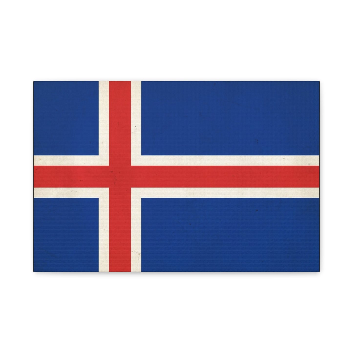 Iceland Flag Canvas Wall Art - Nordic National Banner Print, Blue Red White Cross Design - Vintage Style, Patriotic Wall Decor - Living Room Home Decoration, Office Art - Bedroom Home Decoration