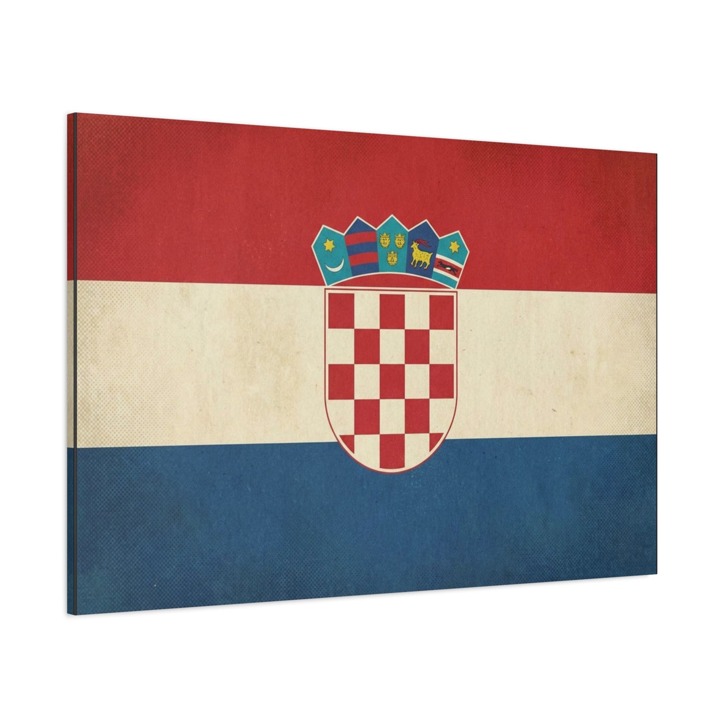 Croatian Flag Canvas Wall Art - Vintage Croatia Coat Of Arms Print, Patriotic Red White Blue Decor - Traditional Style - Living Room Decoration - Living Room Wall Decor - Bedroom Home Decoration