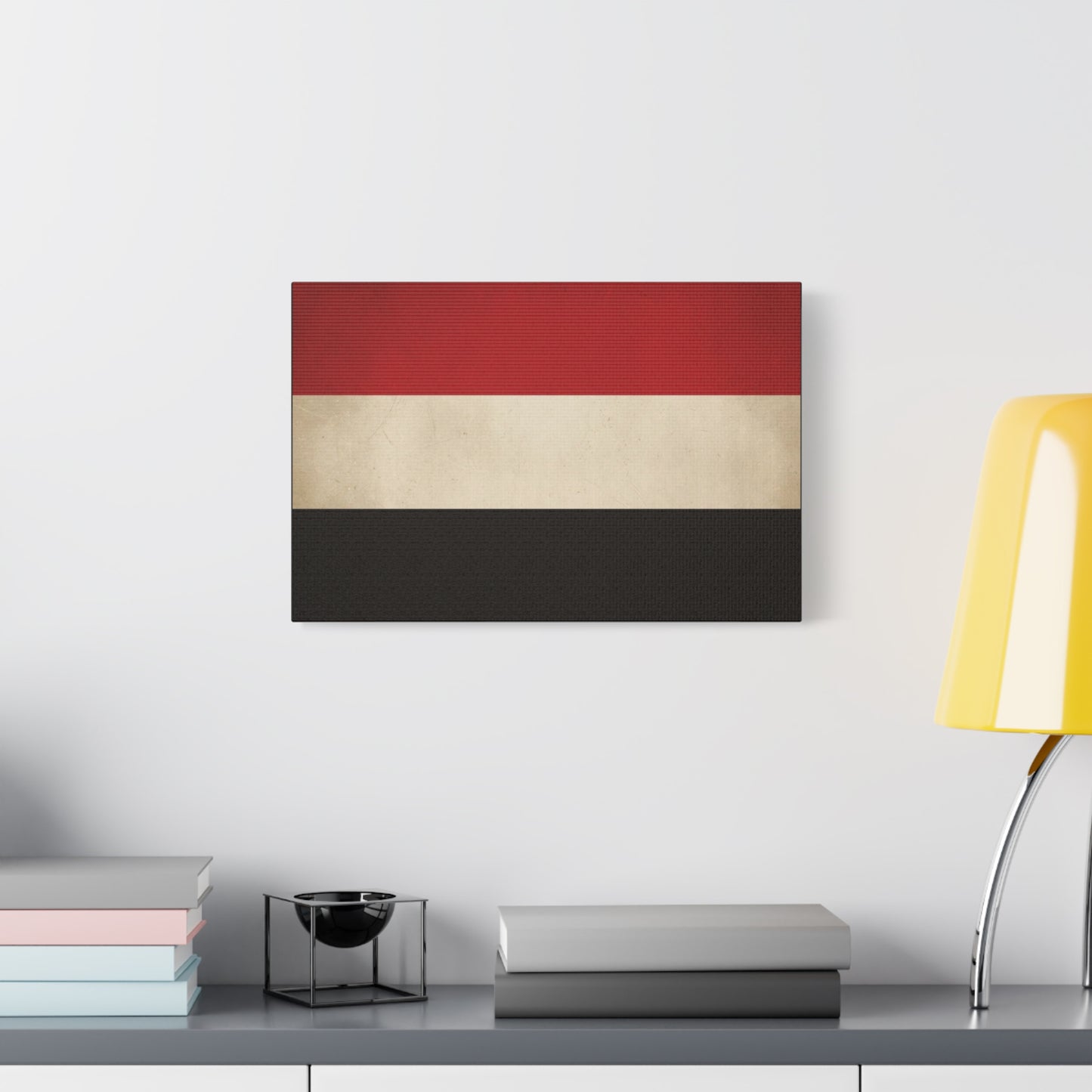 Yemen Flag Canvas Wall Art - Red White Black Horizontal Banner Print - Minimalist Patriotic Artwork - Contemporary Wall Decor For Living Room Bedroom Office Display - Bedroom Home Decoration