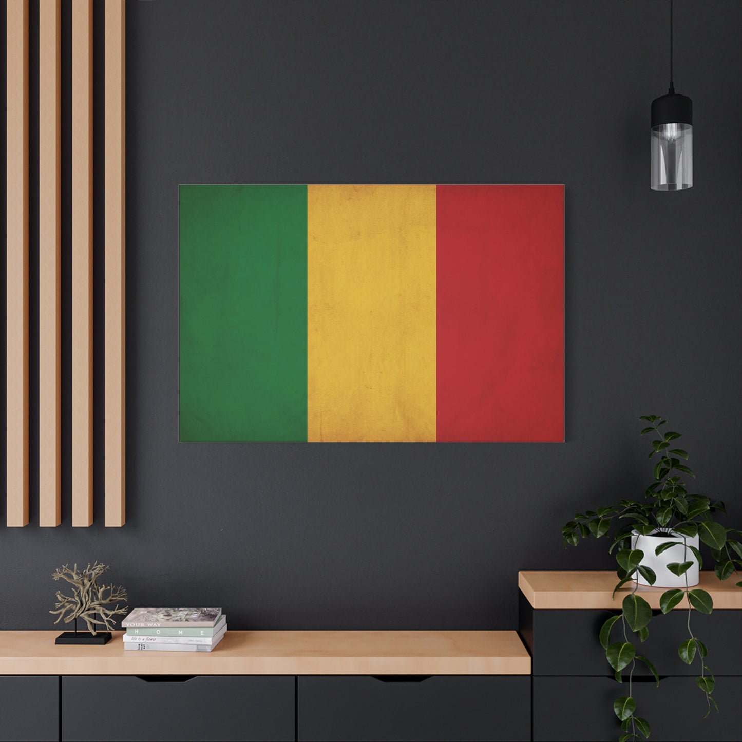 Mali Flag Canvas Wall Art - Green Yellow Red Tricolor National Flag Print - Vintage Textured Cotton Look - Pan African Style, Living Room Wall Decor, Bedroom Home Decoration - Bedroom Home Decoration