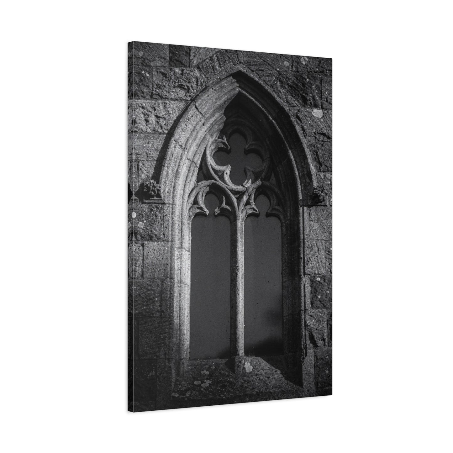 Gothic Church Window Canvas Wall Art - Black And White Stone Arch Architectural Print - Vintage Cathedral Style - Moody Living Room Wall Decor, Office Art Accent - Bedroom Home Decoration