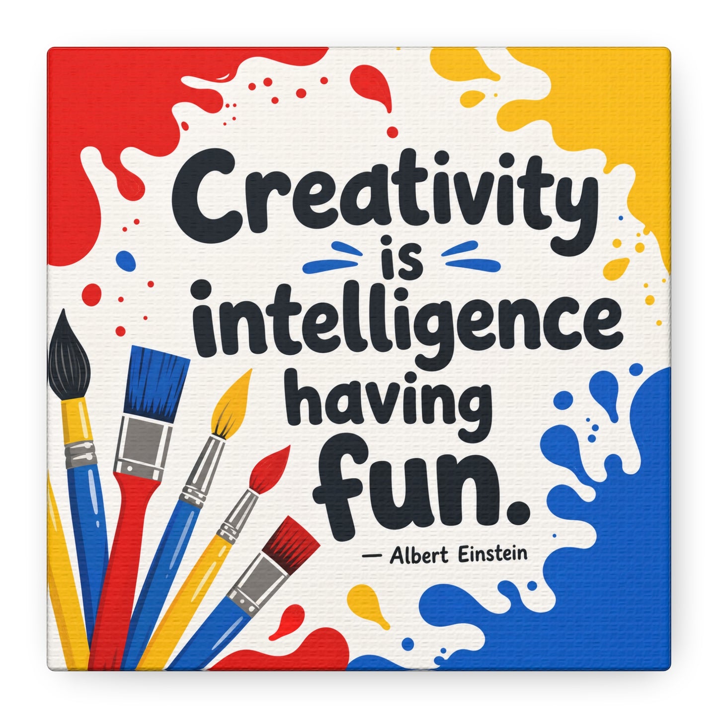 "Creativity Is Intelligence Having Fun." Albert Einstein Canvas Wall Art - Colorful Quote Print, Classroom Decor, Teacher Office Wall Hanging, Kids Playroom Home Decoration - Bedroom Home Decoration