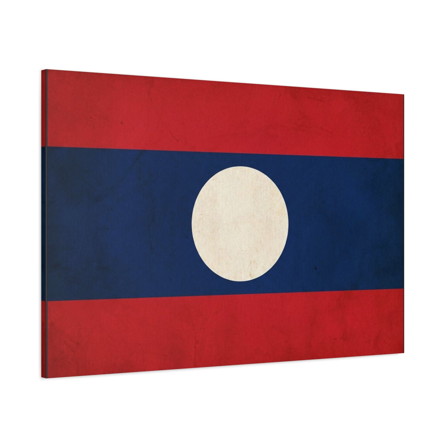 Laos Flag Canvas Wall Art - Vintage Lao National Flag Print, Red Blue White Circle - Minimalist Patriotic Decor - Living Room Home Decoration - Bedroom Home Decoration - Living Room Wall Decor