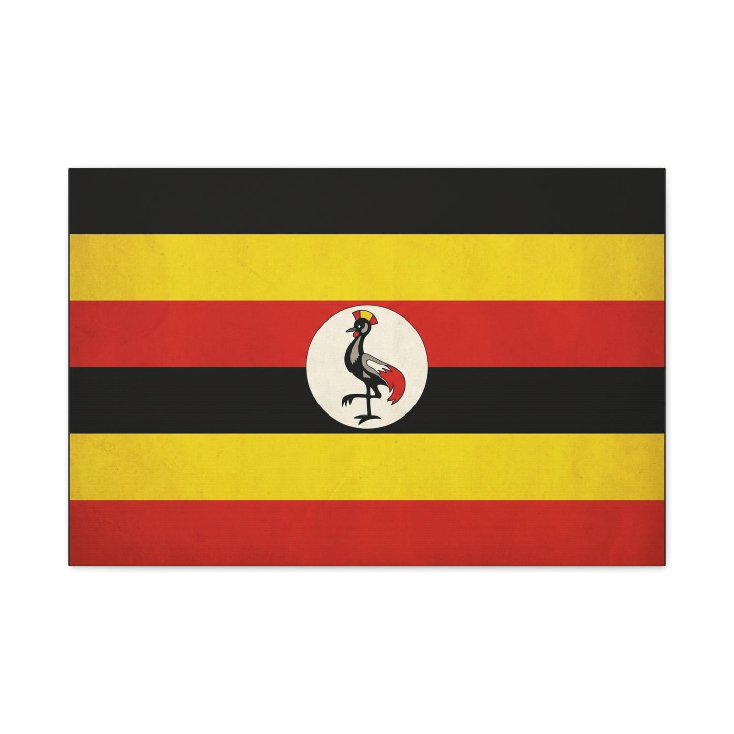 Uganda Flag Canvas Wall Art - Crested Crane National Flag Print, Patriotic Heritage Decor - Bold Tricolor Cotton Canvas - Modern Living Room Decoration - Living Room Wall Decor - Cozy Reading Nook Art