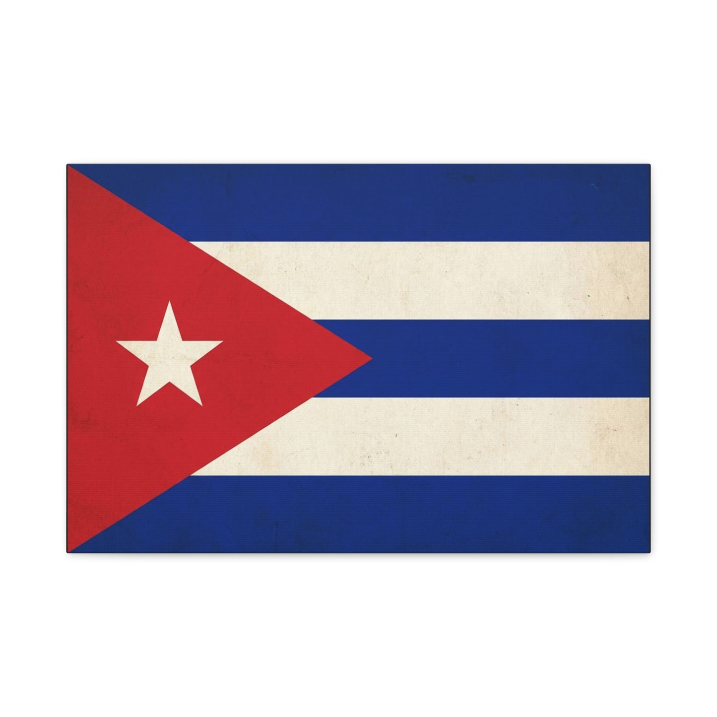 Cuban Flag Canvas Wall Art - Vintage Cuba Flag Print, Patriotic Heritage Decor - Distressed Cotton Canvas - Traditional Style For Living Room, Office Wall Decor - Bedroom Home Decoration