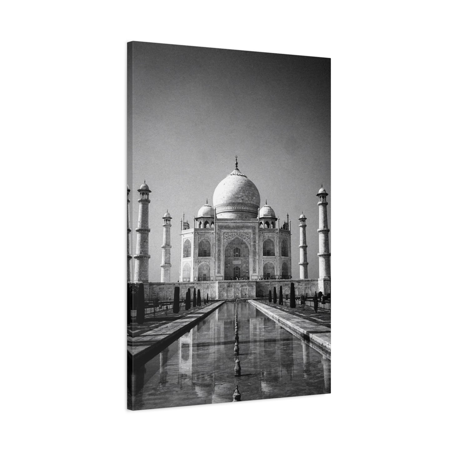 Taj Mahal Canvas Wall Art - Black And White Architectural Art Print - Monochrome Travel Landmark Decor - Contemporary Style - Living Room Wall Decor, Office Art - Bedroom Home Decoration