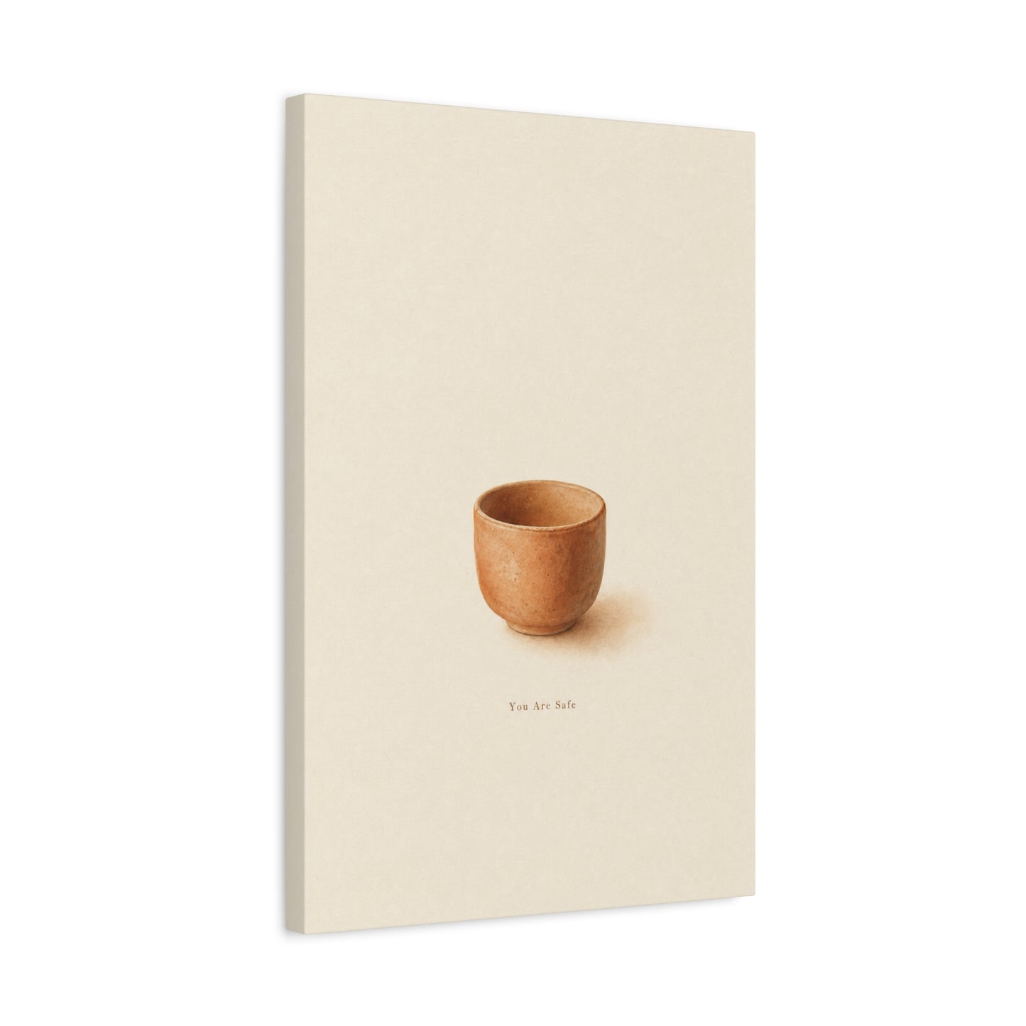 "You Are Safe" Minimalist Pottery Canvas Wall Art - Neutral Still Life Print, Contemporary Beige Brown Decor - Bedroom Meditation Space Accent - Office Wall Art - Bedroom Home Decoration