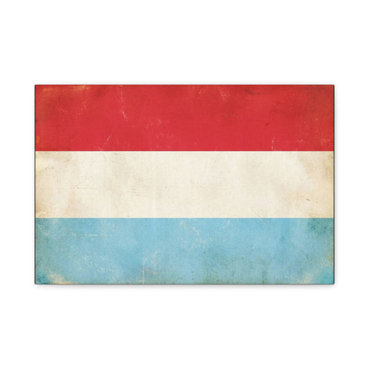Vintage Luxembourg Flag Canvas Wall Art - Distressed Tricolor Country Print, Patriotic Minimalist Decor - Matte Canvas Wall Hanging - Living Room Bedroom Office Decoration - Bedroom Home Decoration