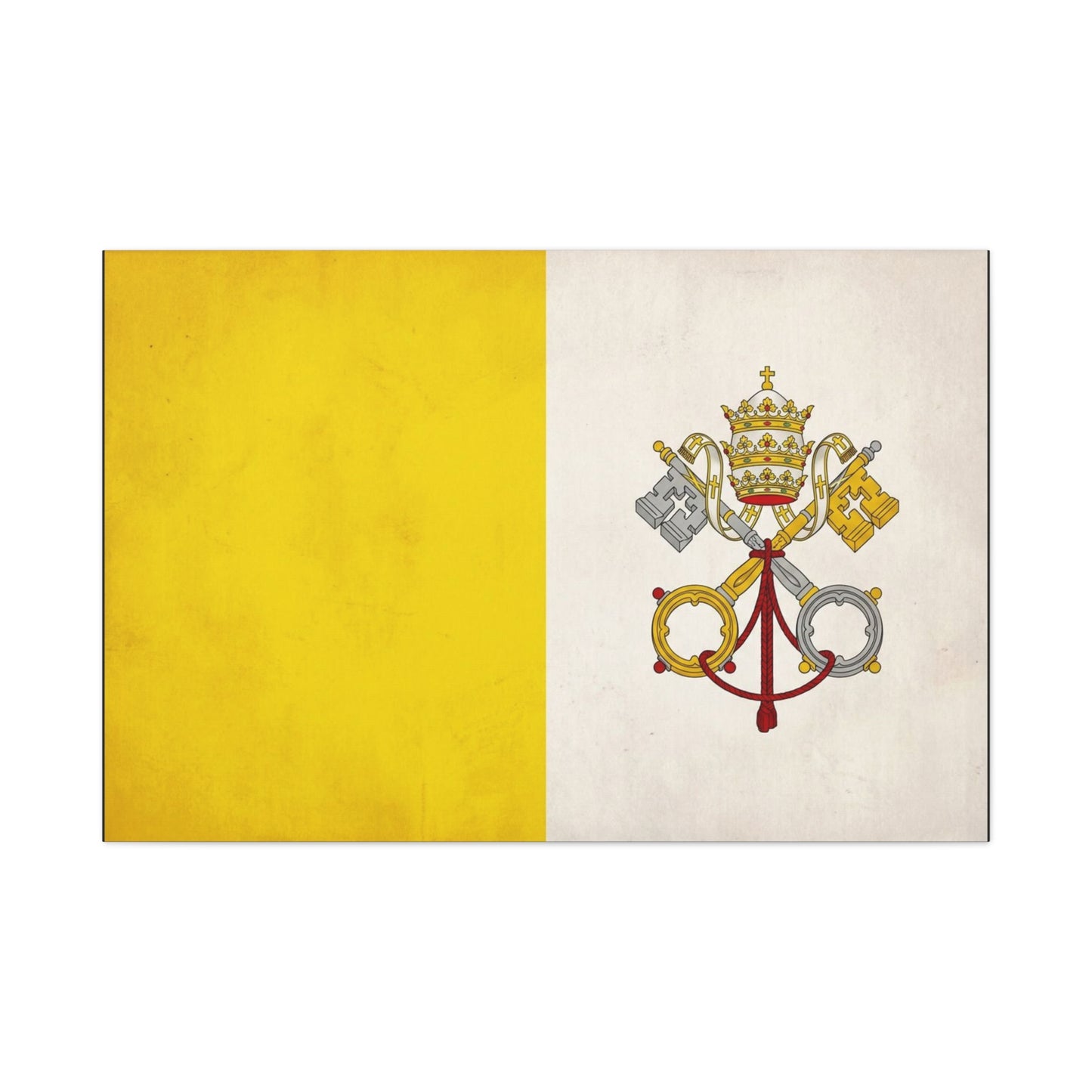 Vatican Flag Canvas Wall Art - Papal Keys And Tiara Catholic Wall Decor - Yellow White Heraldic Print - Traditional Religious Style - Bedroom Home Decoration - Bedroom Home Decoration - Ready to Hang
