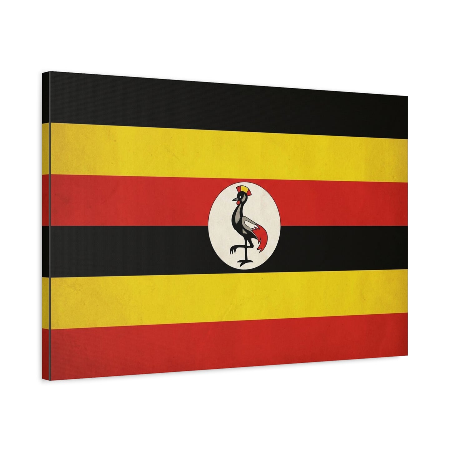 Uganda Flag Canvas Wall Art - Crested Crane National Flag Print, Patriotic Heritage Decor - Bold Tricolor Cotton Canvas - Modern Living Room Decoration - Living Room Wall Decor - Cozy Reading Nook Art