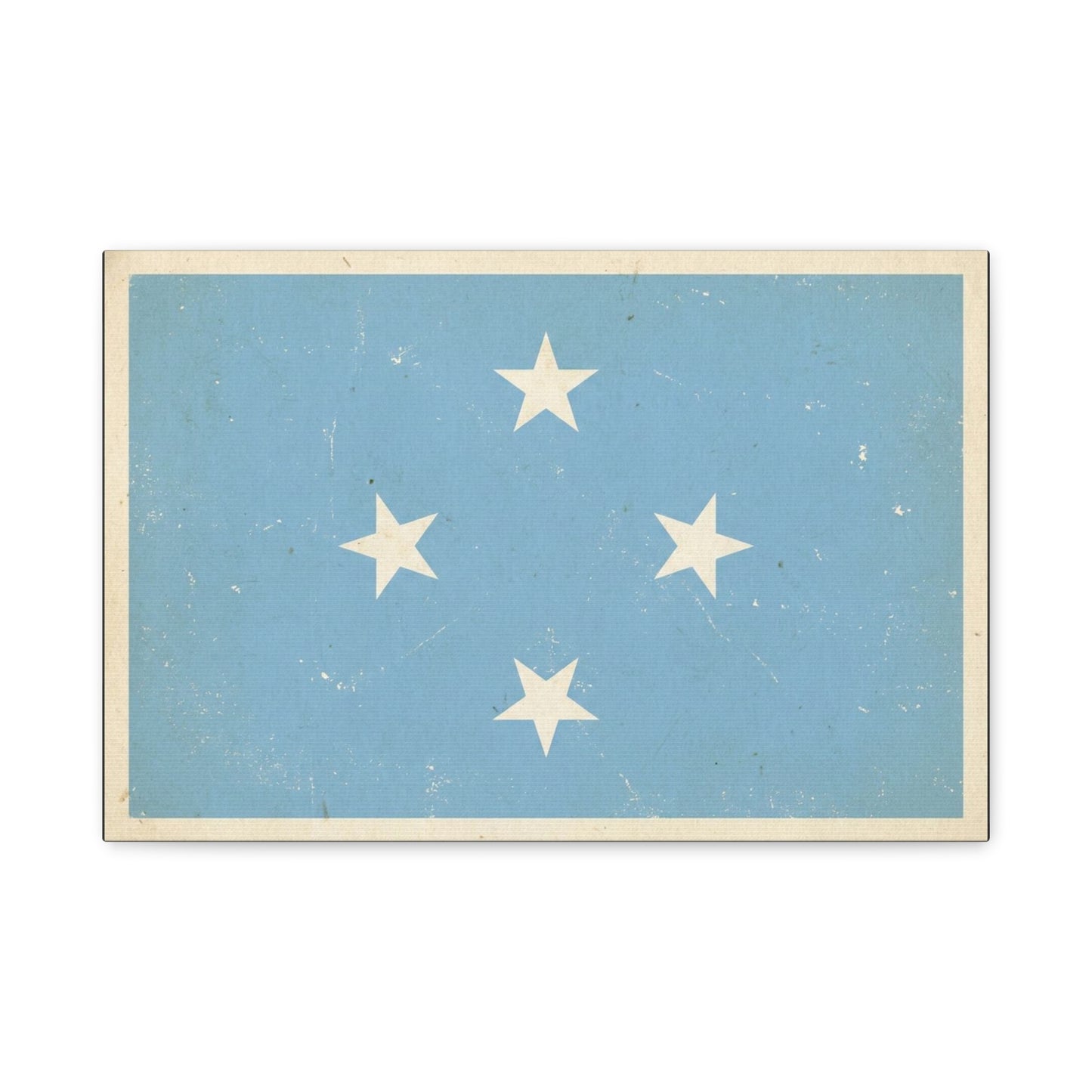 Micronesia Flag Canvas Wall Art - Vintage Blue Four White Stars Print - Distressed Patriotic Island Decor - Coastal Style Living Room Wall Decor, Bedroom Home Decoration - Bedroom Home Decoration