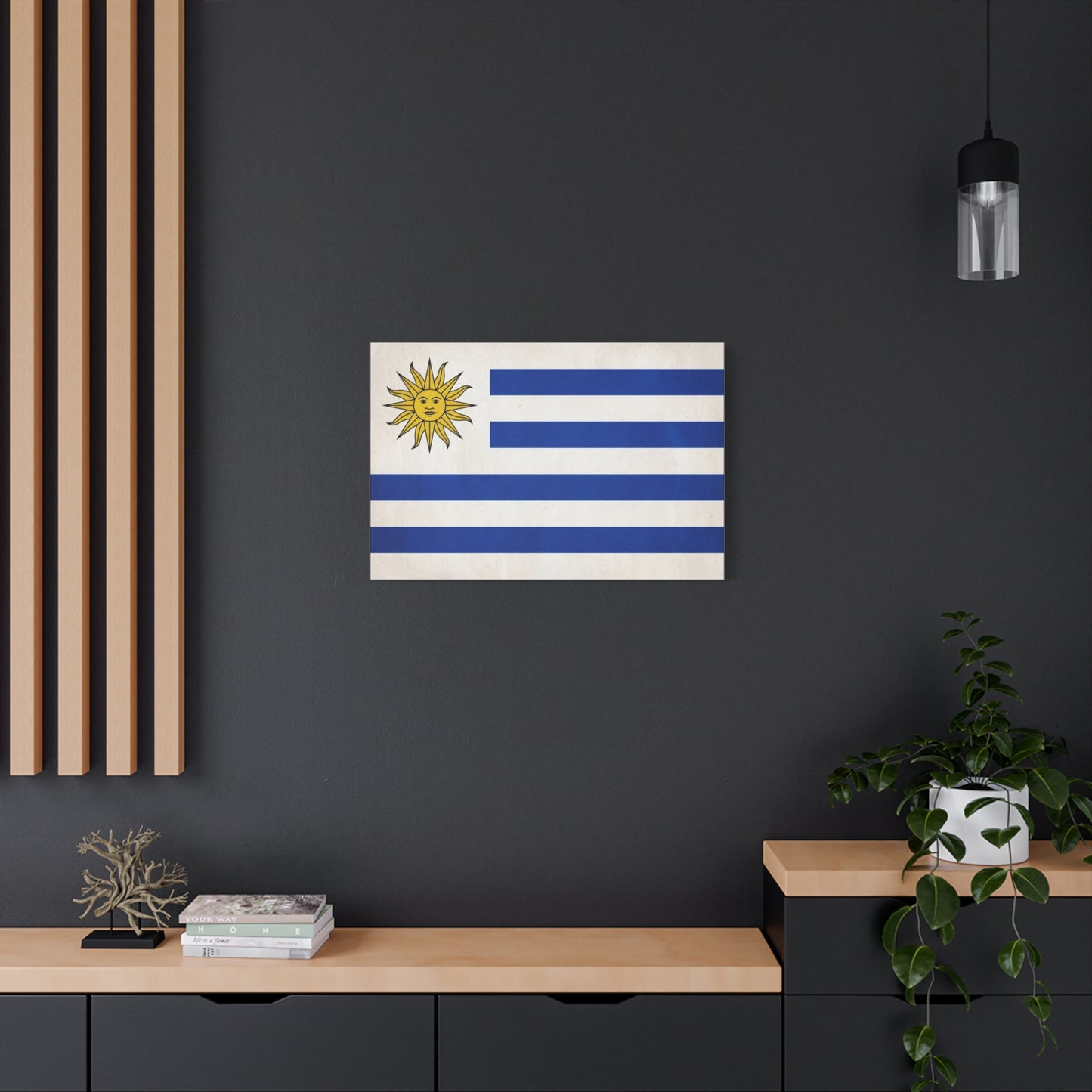 Uruguay Flag Canvas Wall Art - Blue White Stripes Sun Of May Patriotic Print - Vintage National Pride Decor - Living Room Wall Decor, Bedroom Home Decoration - Bedroom Home Decoration - Ready to Hang
