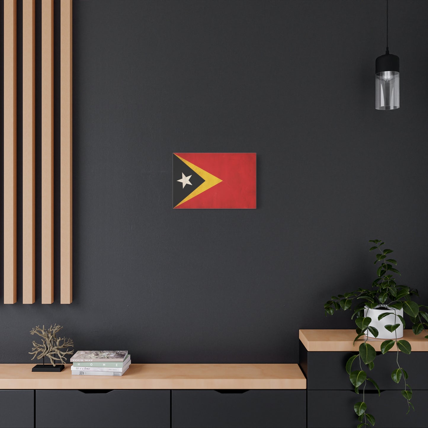 Timor-Leste Flag Canvas Wall Art - East Timor National Pride Decor, Vintage Red Black Yellow Banner Print - Patriotic Traditional Style - Living Room Wall Decor - Bedroom Home Decoration