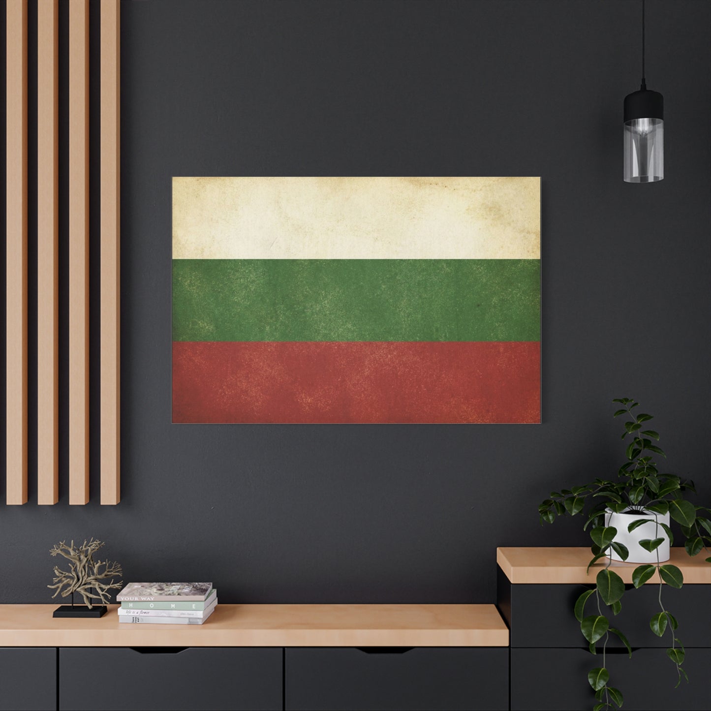 Bulgaria Flag Canvas Wall Art - Vintage Bulgarian Flag Print, Patriotic Tricolor Wall Decor - Distressed Cotton Canvas - Rustic Minimalist Style For Living Room, Office, Dorm - Bedroom Home Decoration
