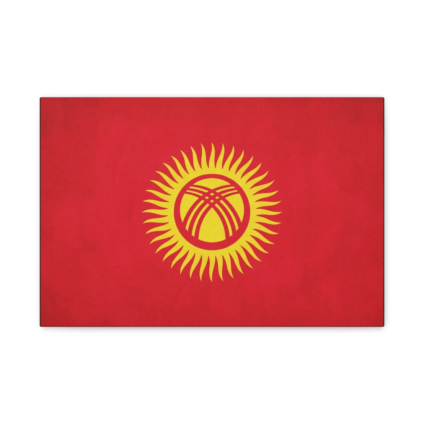 Kyrgyzstan Flag Canvas Wall Art - Red Sun Tunduk Emblem Print Picture - Minimalist Patriotic Wall Decor, Modern Home Decoration, Living Room Accent, Office Art - Bedroom Home Decoration