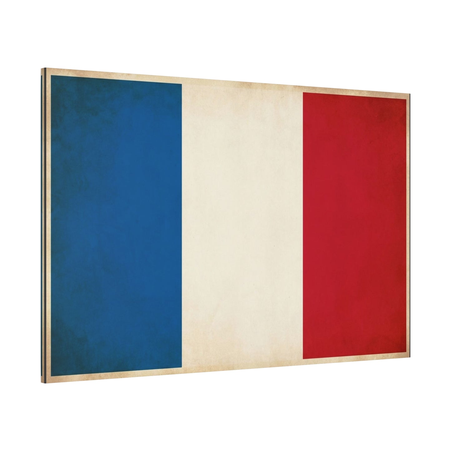 French Flag Canvas Wall Art - Vintage Tricolor France Print, Patriotic Minimalist Decor - Matte Cotton Look - Living Room Wall Decor, Office Accent - Bedroom Home Decoration - Bedroom Home Decoration
