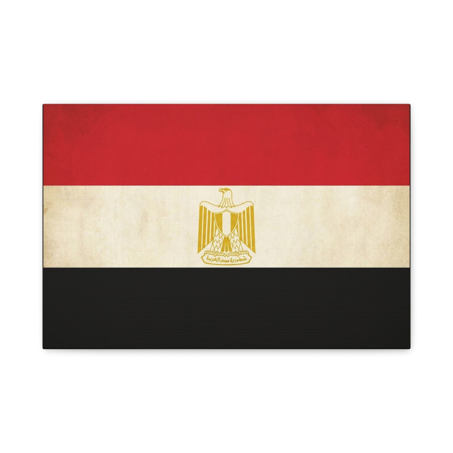 Egypt Flag Canvas Wall Art - Vintage Egyptian Eagle Emblem Print, Patriotic Red White Black Banner - Traditional National Decor - Living Room Home Decoration - Living Room Wall Decor - Ready to Hang