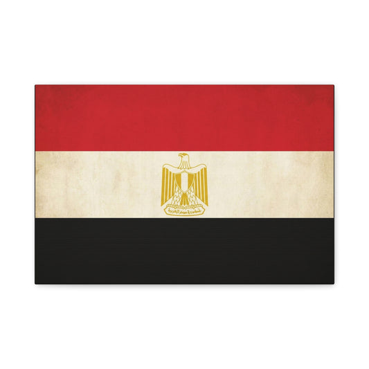 Egypt Flag Canvas Wall Art - Vintage Egyptian Eagle Emblem Print, Patriotic Red White Black Banner - Traditional National Decor - Living Room Home Decoration - Living Room Wall Decor - Ready to Hang