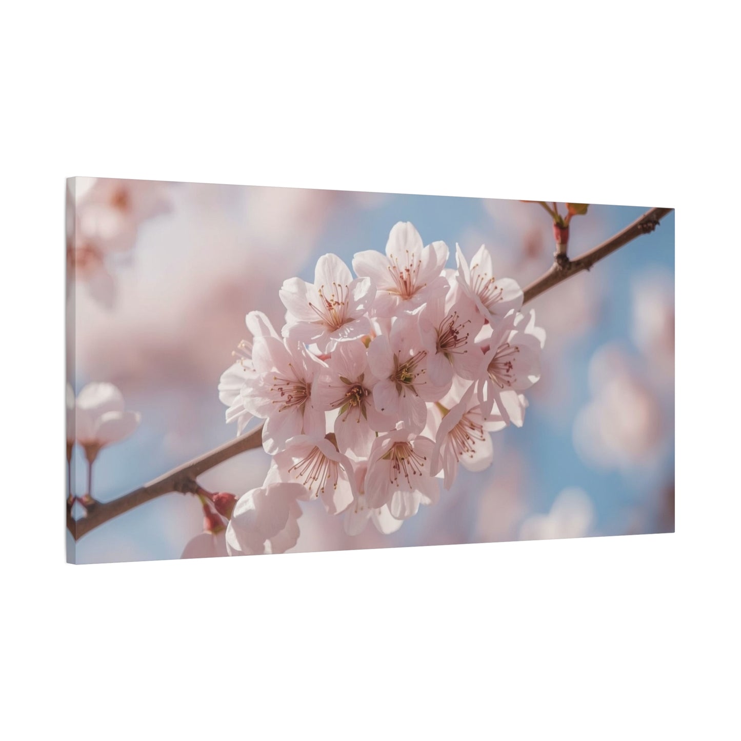 Cherry Blossom Canvas Wall Art - Soft Pink Sakura Flower Branch Art Print - Serene Floral Home Decor - Cotton Canvas Wall Hanging - Bedroom Living Room Decoration, Spa Style Accent